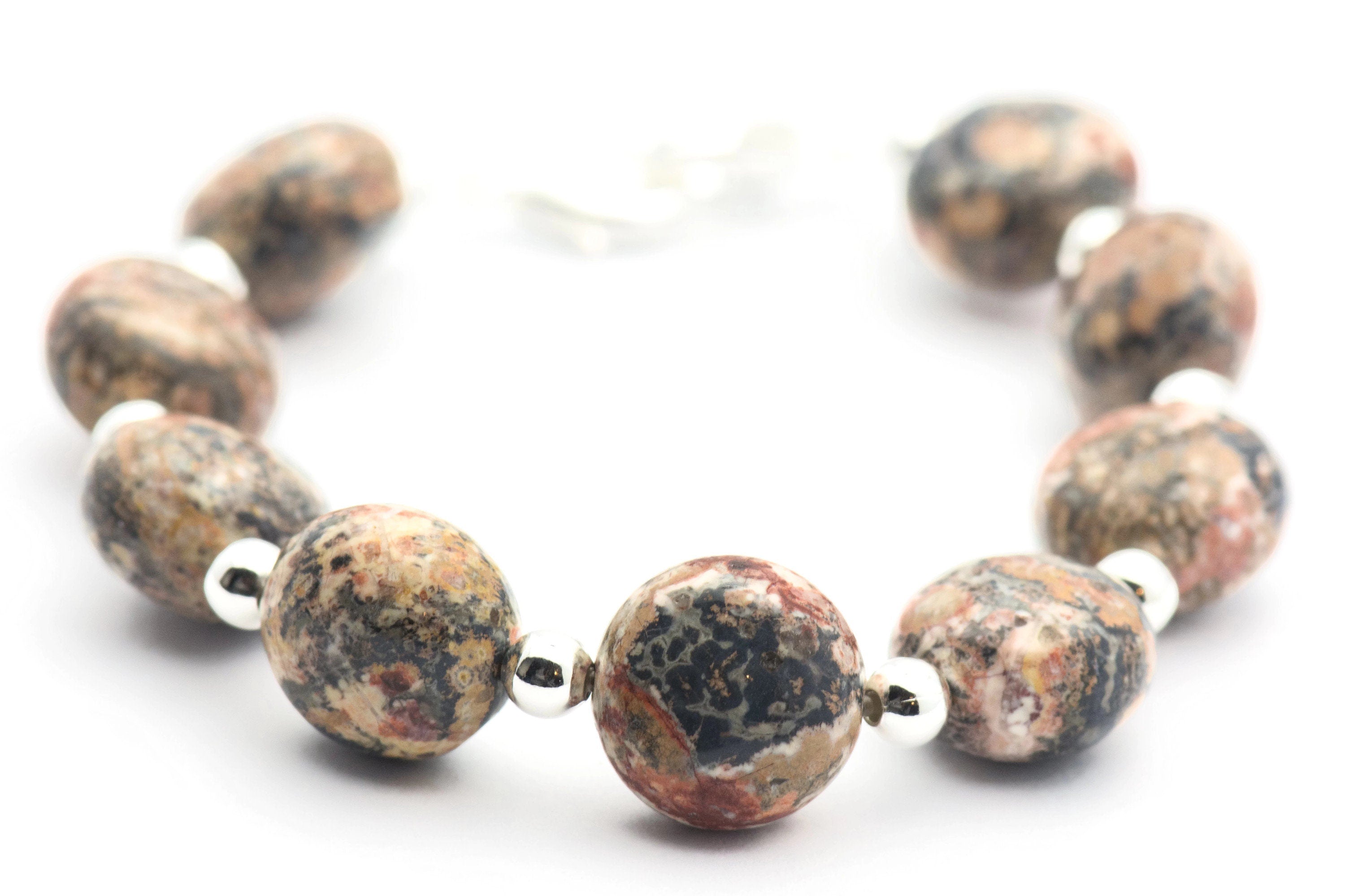 Leopard Skin Jasper Watch Band • Medical ID Bracelet • Handmade Watch Band • Gemstone Stretch Watch Band