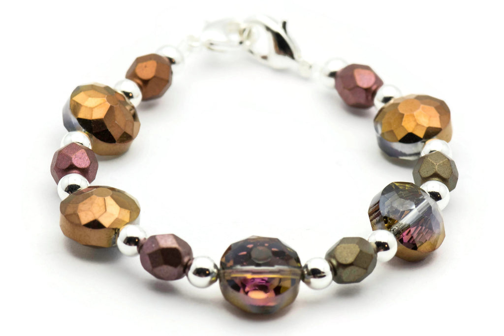 Copper Sparkle Stretch Interchangeable Beaded Bracelet Watch Band • Medical ID Bracelet • Women's Watch Band