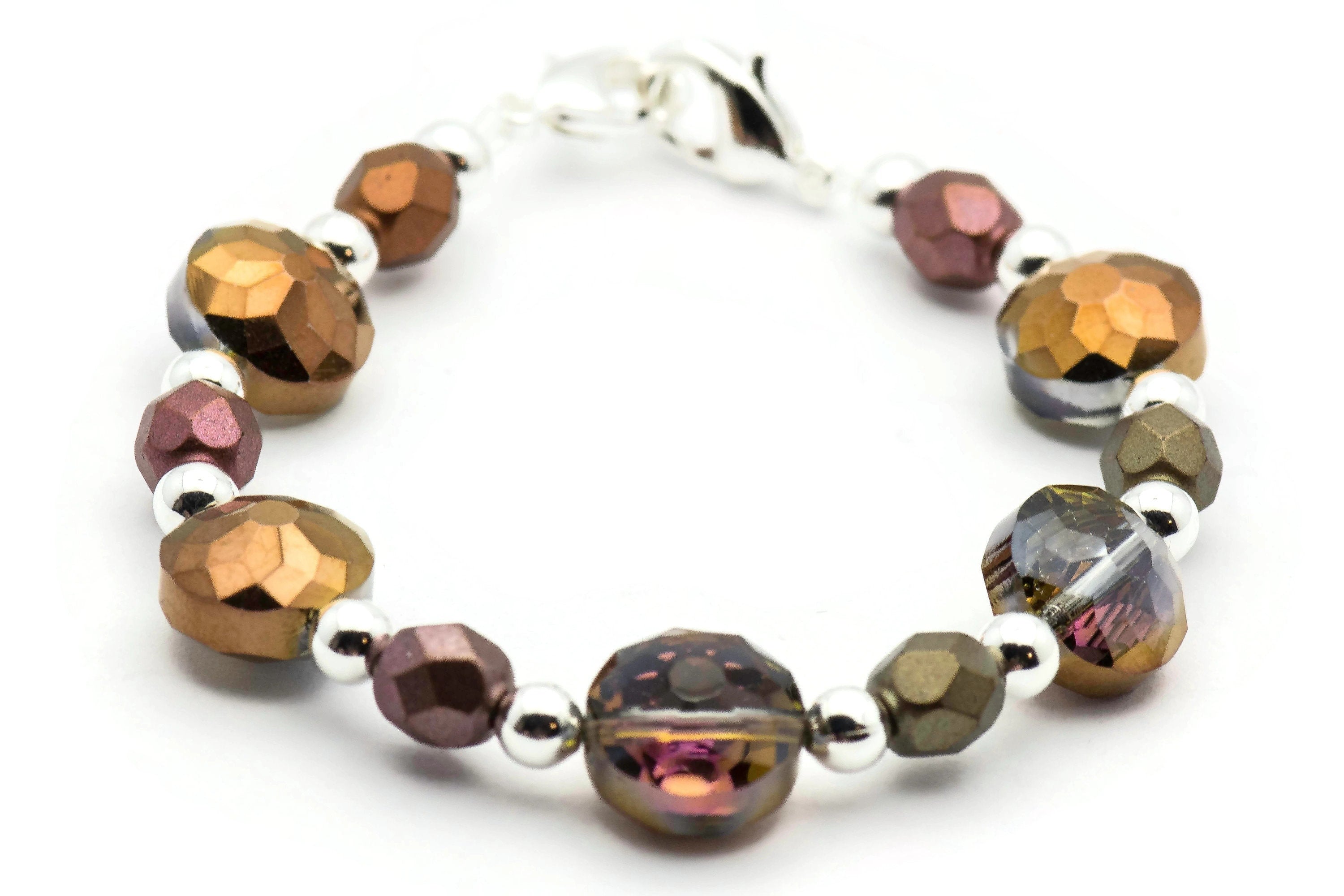 Copper Sparkle Stretch Interchangeable Beaded Bracelet Watch Band • Medical ID Bracelet • Women's Watch Band