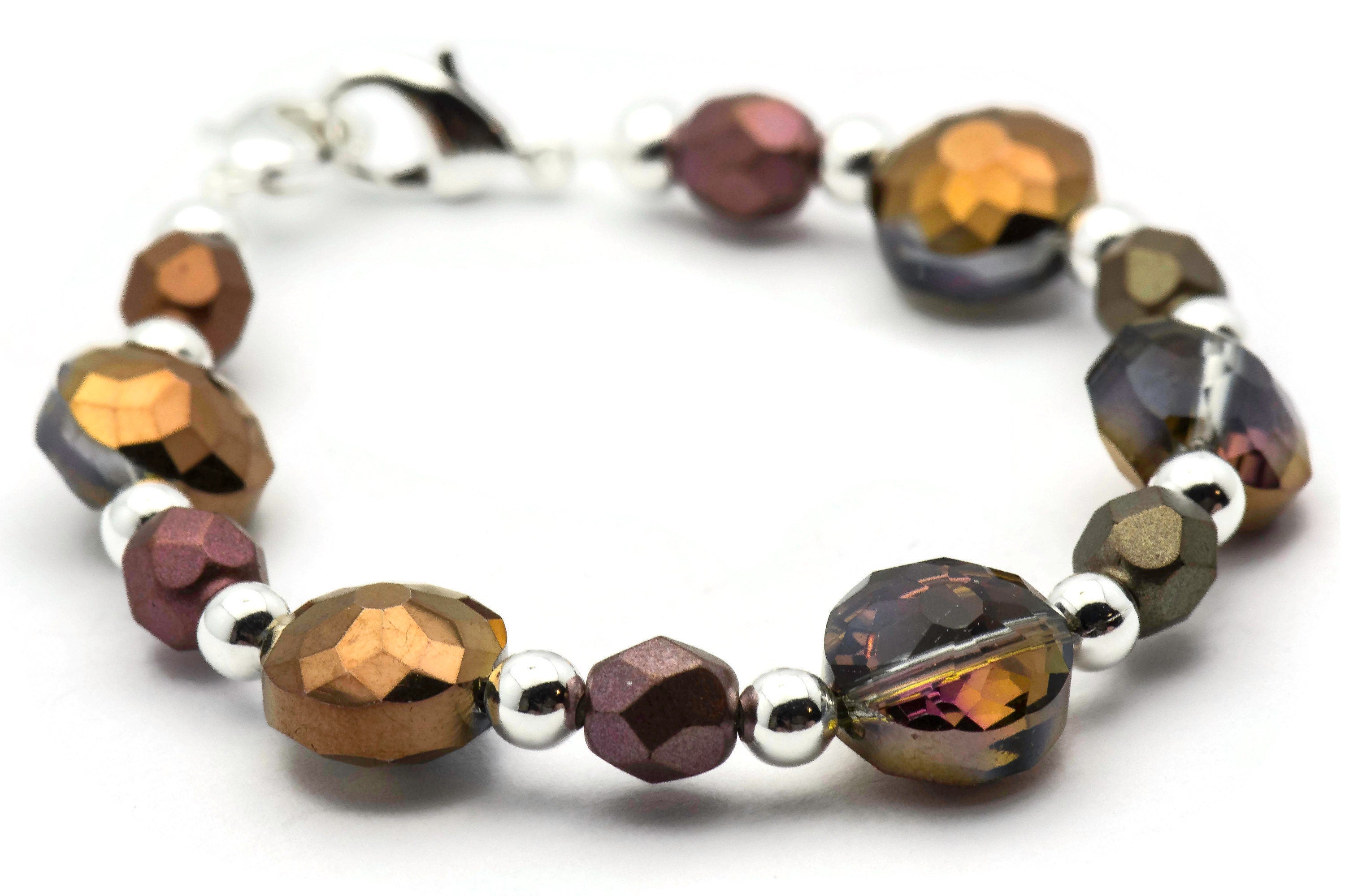 Copper Sparkle Stretch Interchangeable Beaded Bracelet Watch Band • Medical ID Bracelet • Women's Watch Band