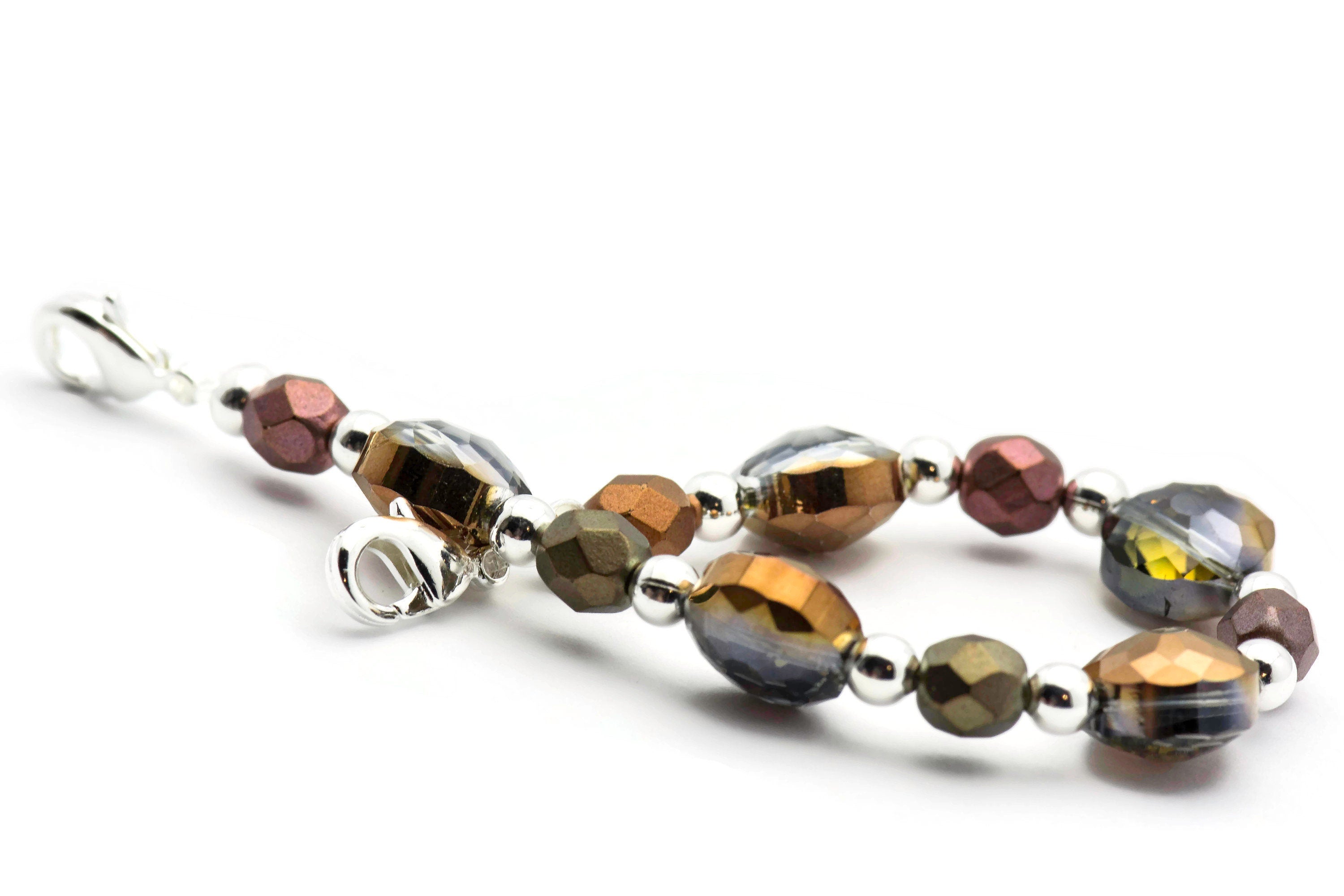 Copper Sparkle Stretch Interchangeable Beaded Bracelet Watch Band • Medical ID Bracelet • Women's Watch Band
