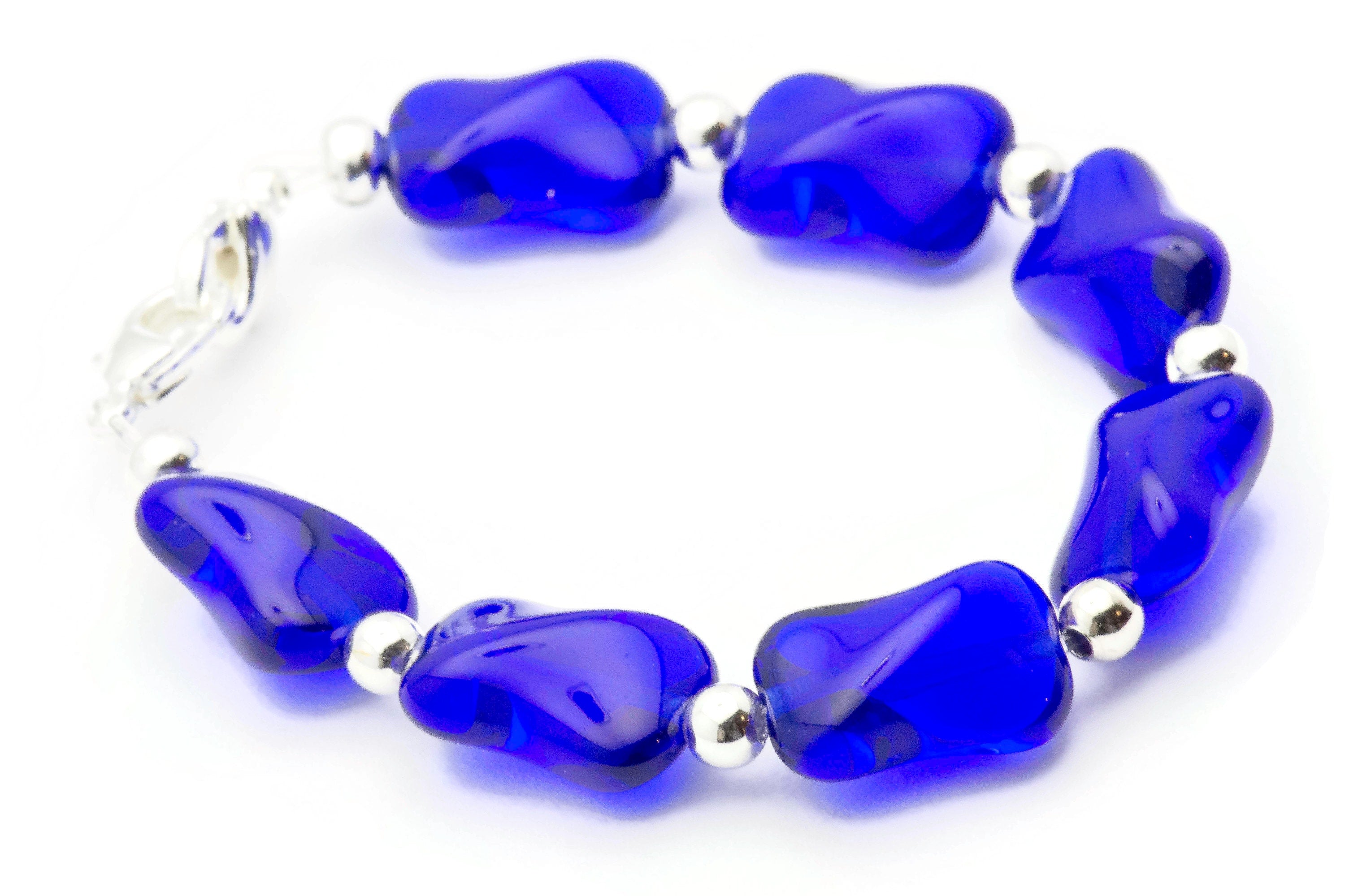 Czech Glass Blue Beaded Bracelet Watch Band • Medical ID Bracelet • Handmade Watch Band • Stretch Watch Band