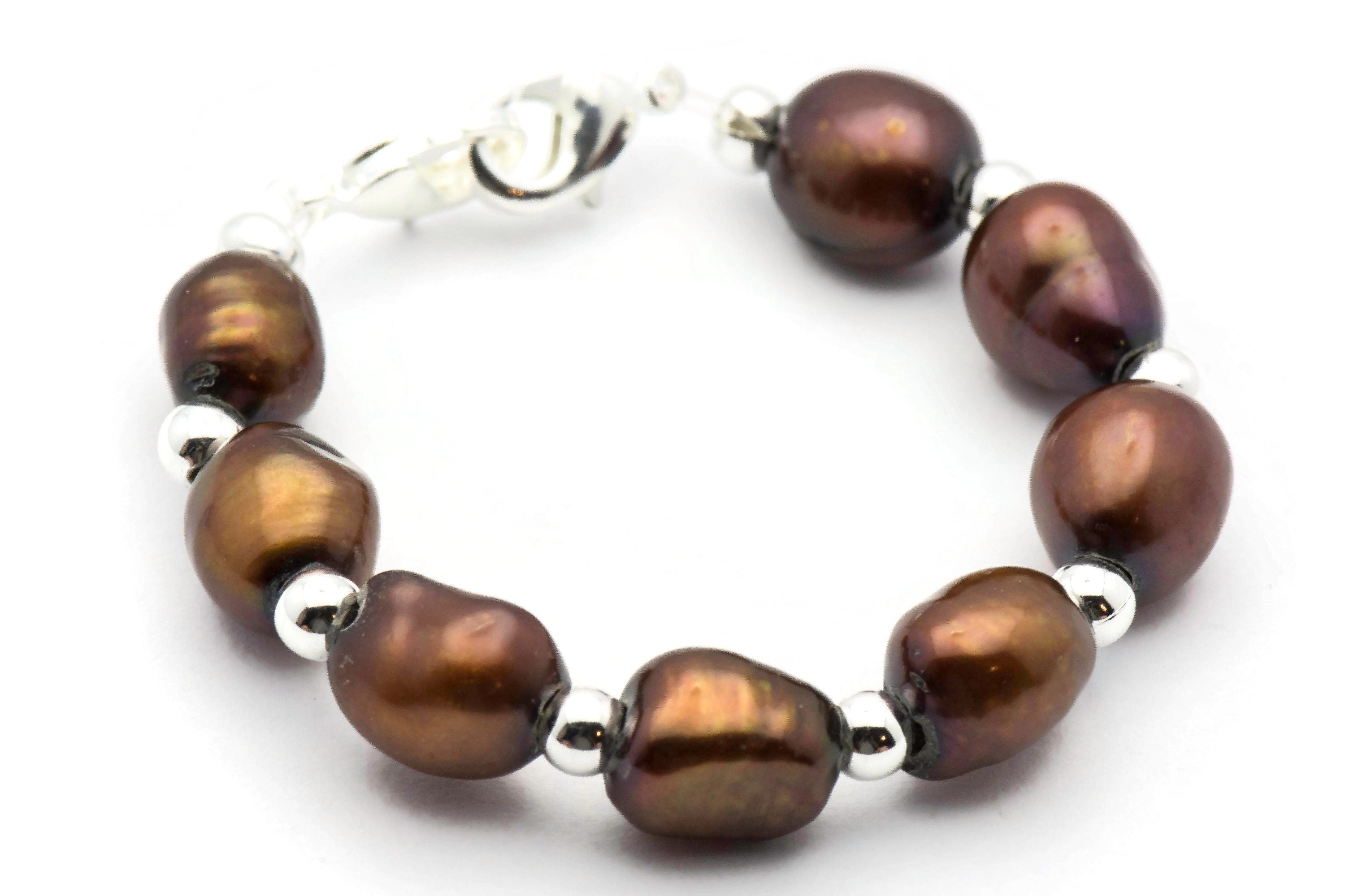 Brown Freshwater Pearl Watch Band • Medical ID Bracelet • Handmade Watch Band • Stretch Watch Band • Wrist Watch Band