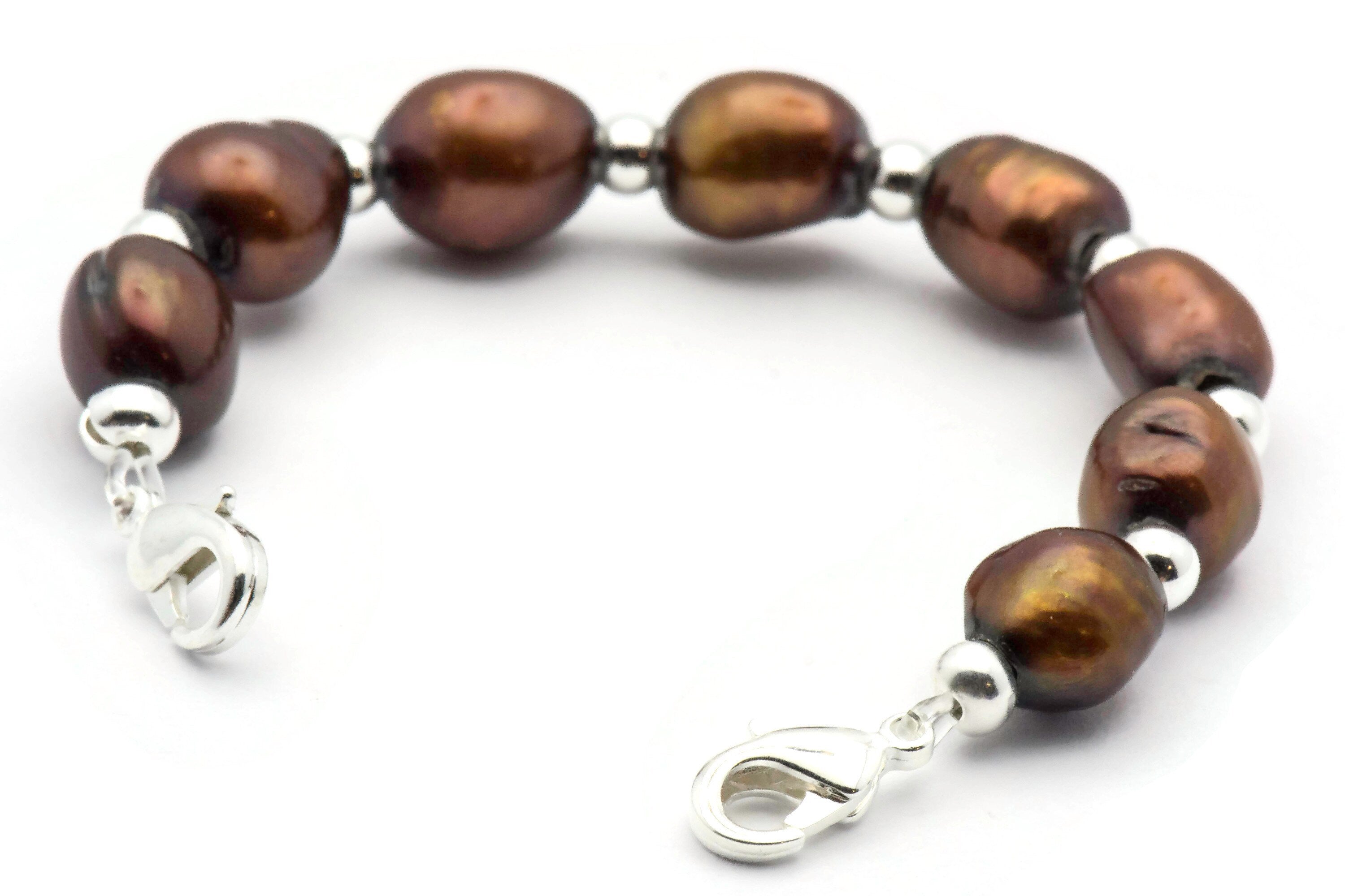 Brown Freshwater Pearl Watch Band • Medical ID Bracelet • Handmade Watch Band • Stretch Watch Band • Wrist Watch Band