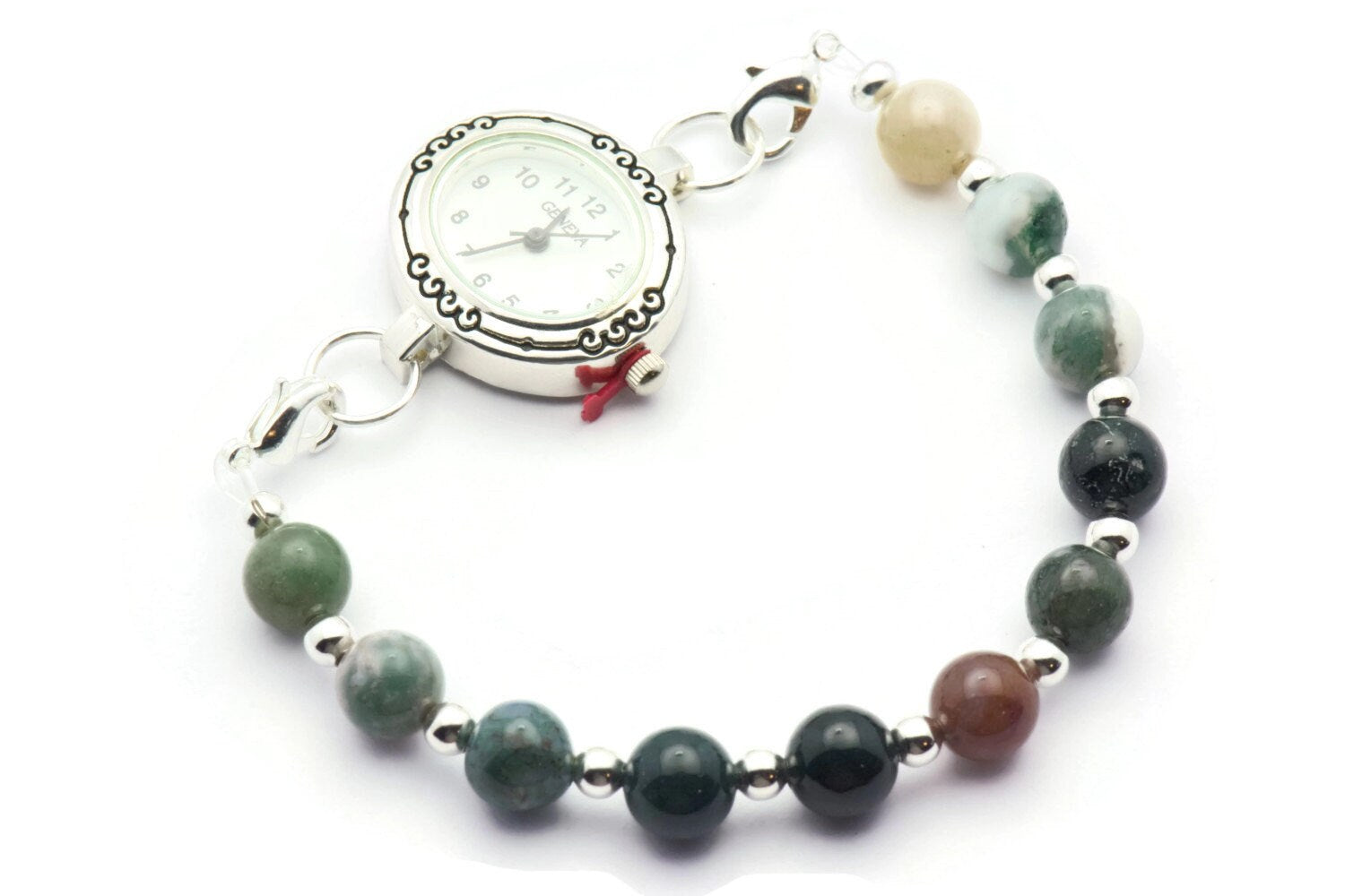 Fancy Jasper Stretch Interchangeable Beaded Bracelet Watch Band • Medical ID Bracelet • Gemstone Bracelet Watch Band
