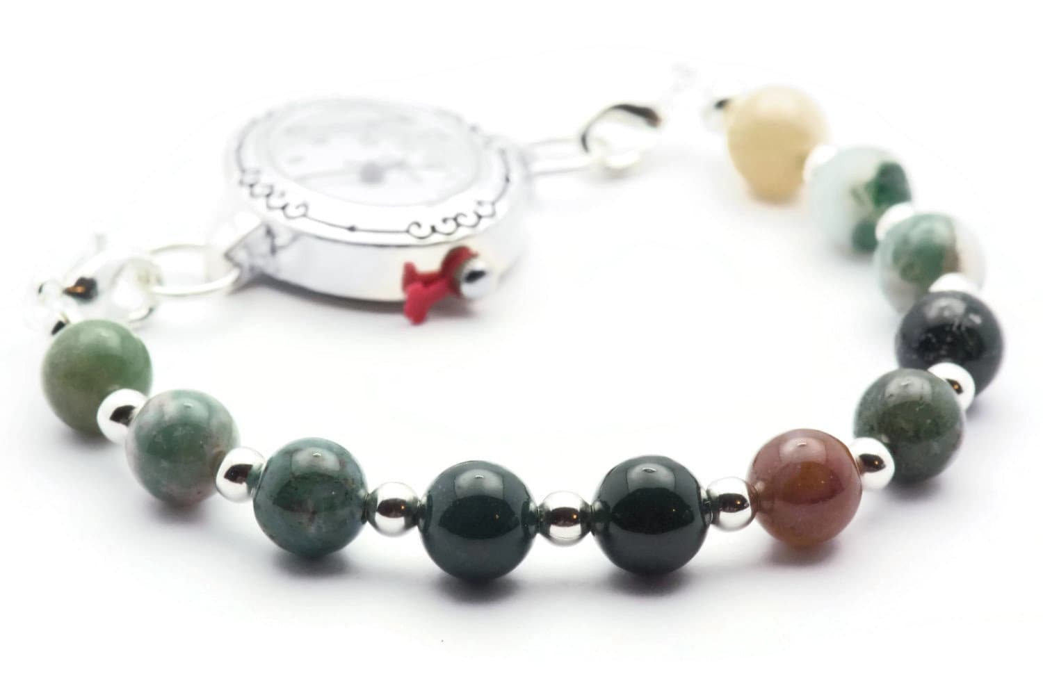 Fancy Jasper Stretch Interchangeable Beaded Bracelet Watch Band • Medical ID Bracelet • Gemstone Bracelet Watch Band
