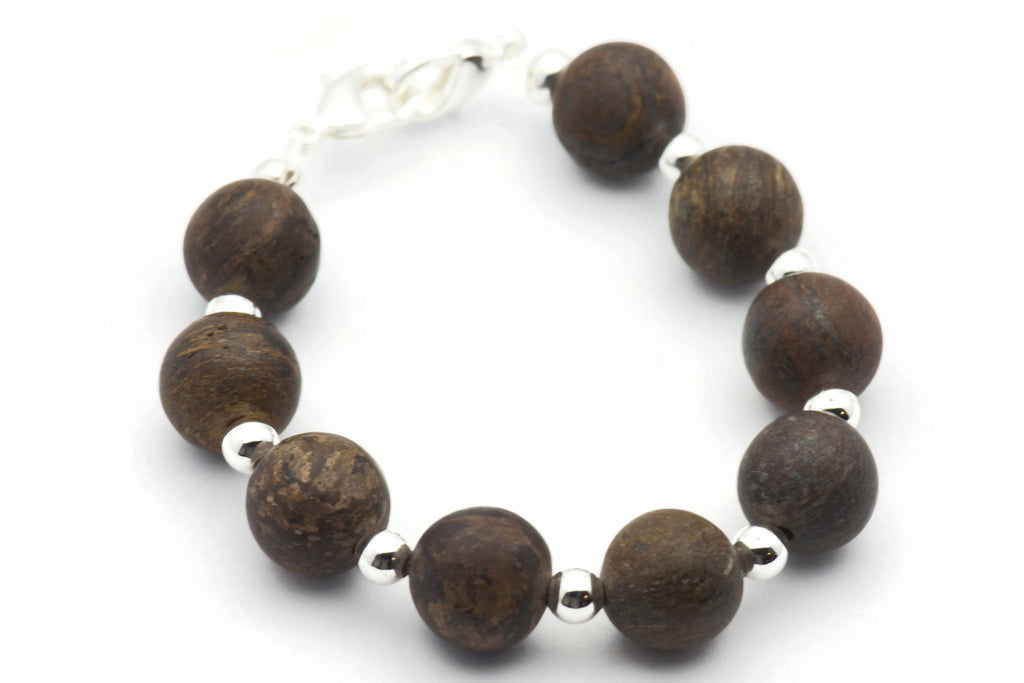 Matte Bronzite Watch Band • Medical ID Bracelet • Handmade Watch Band • Brown Gemstone Stretch Watch Band
