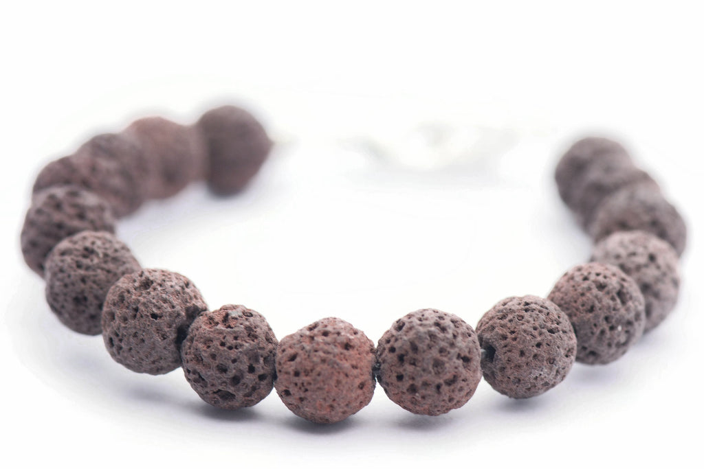 Brown Lava Stone Beaded Watch Band • Medical ID Bracelet • Handmade Watch Band • Stretch Watch Band