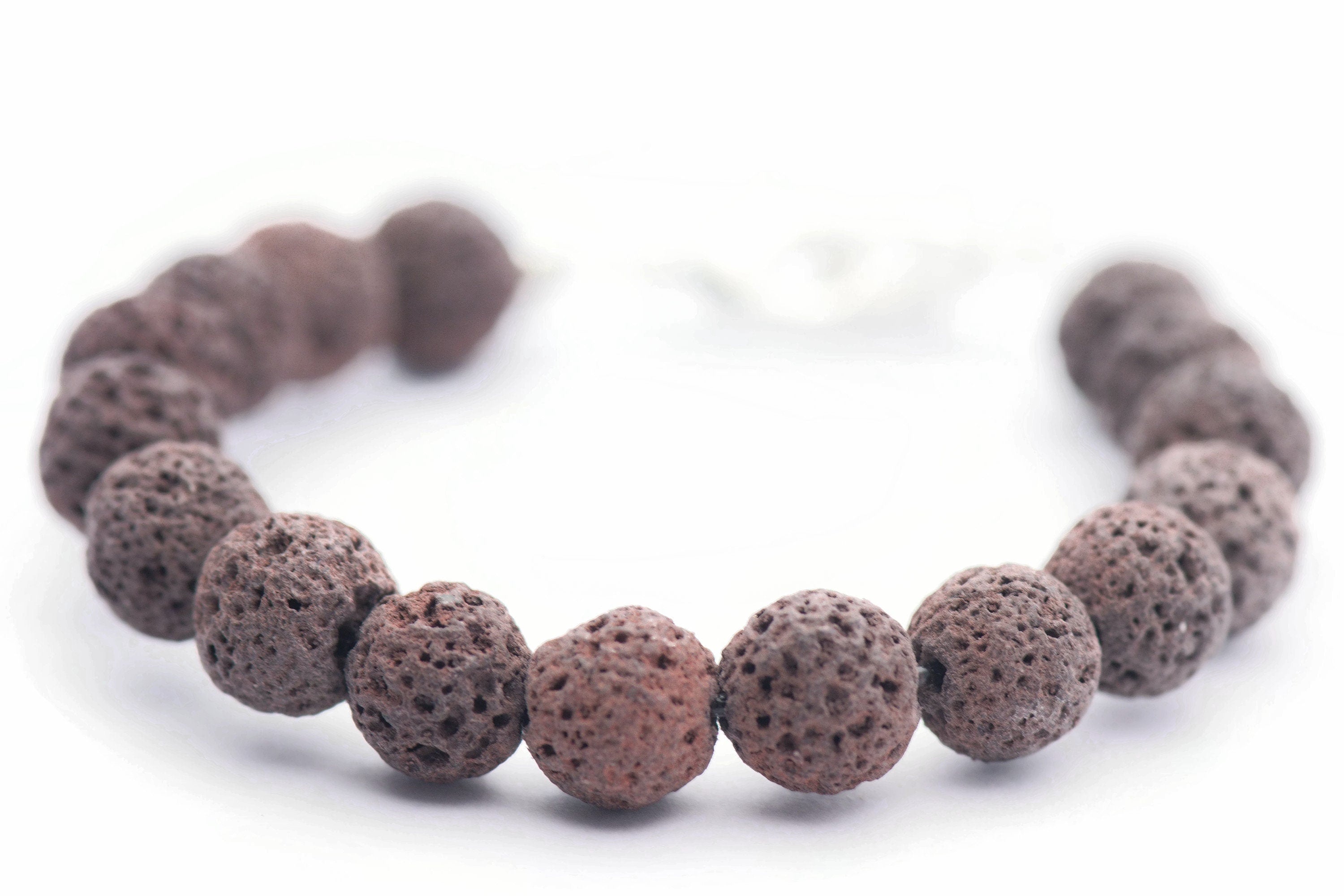 Brown Lava Stone Beaded Watch Band • Medical ID Bracelet • Handmade Watch Band • Stretch Watch Band