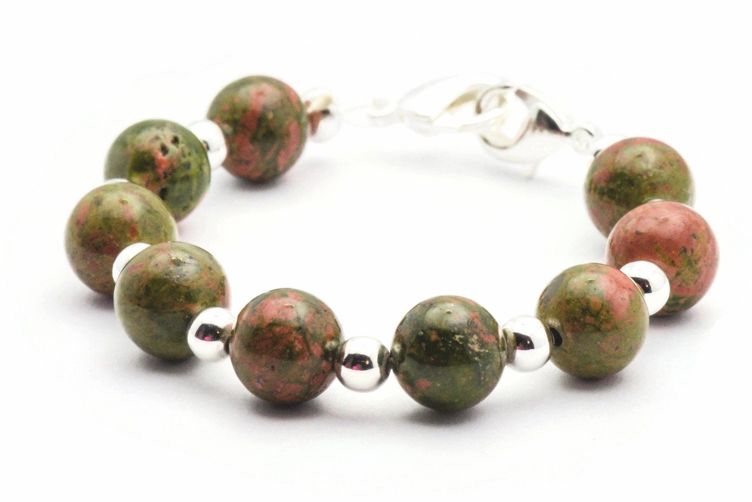 Unakite Stretch Interchangeable Beaded Bracelet Watch Band • Medical ID Bracelet • Bracelet Watch Band