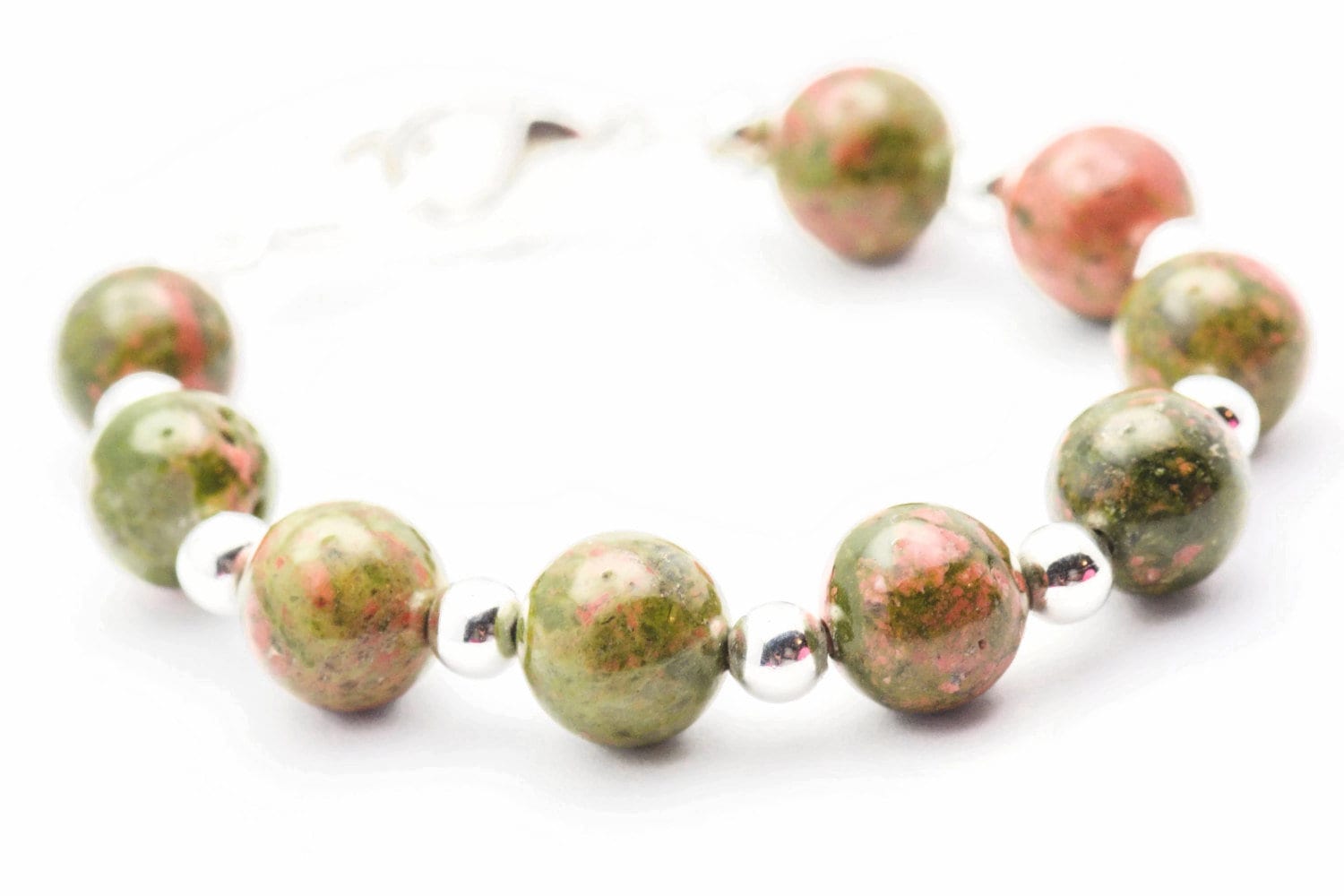 Unakite Stretch Interchangeable Beaded Bracelet Watch Band • Medical ID Bracelet • Bracelet Watch Band