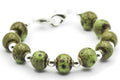 Green Ceramic Round Stretch Interchangeable Beaded Bracelet Watch Band • Medical ID Bracelet • Watch Band