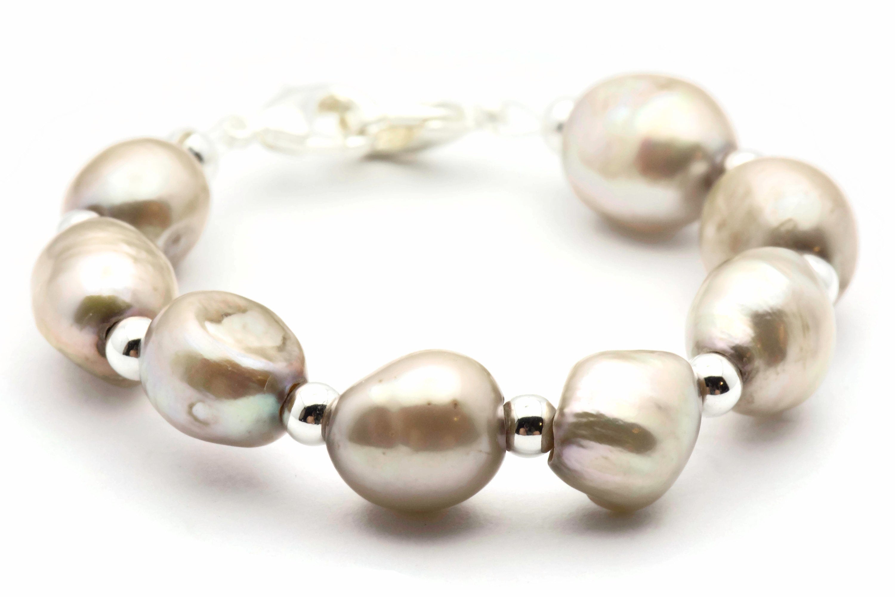 Light Gray Freshwater Pearl Watch Band • Medical ID Bracelet • Handmade Watch Band • Stretch Watch Band