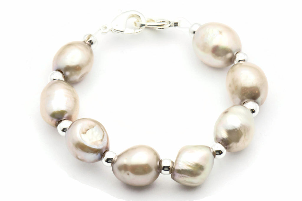 Light Gray Freshwater Pearl Watch Band • Medical ID Bracelet • Handmade Watch Band • Stretch Watch Band