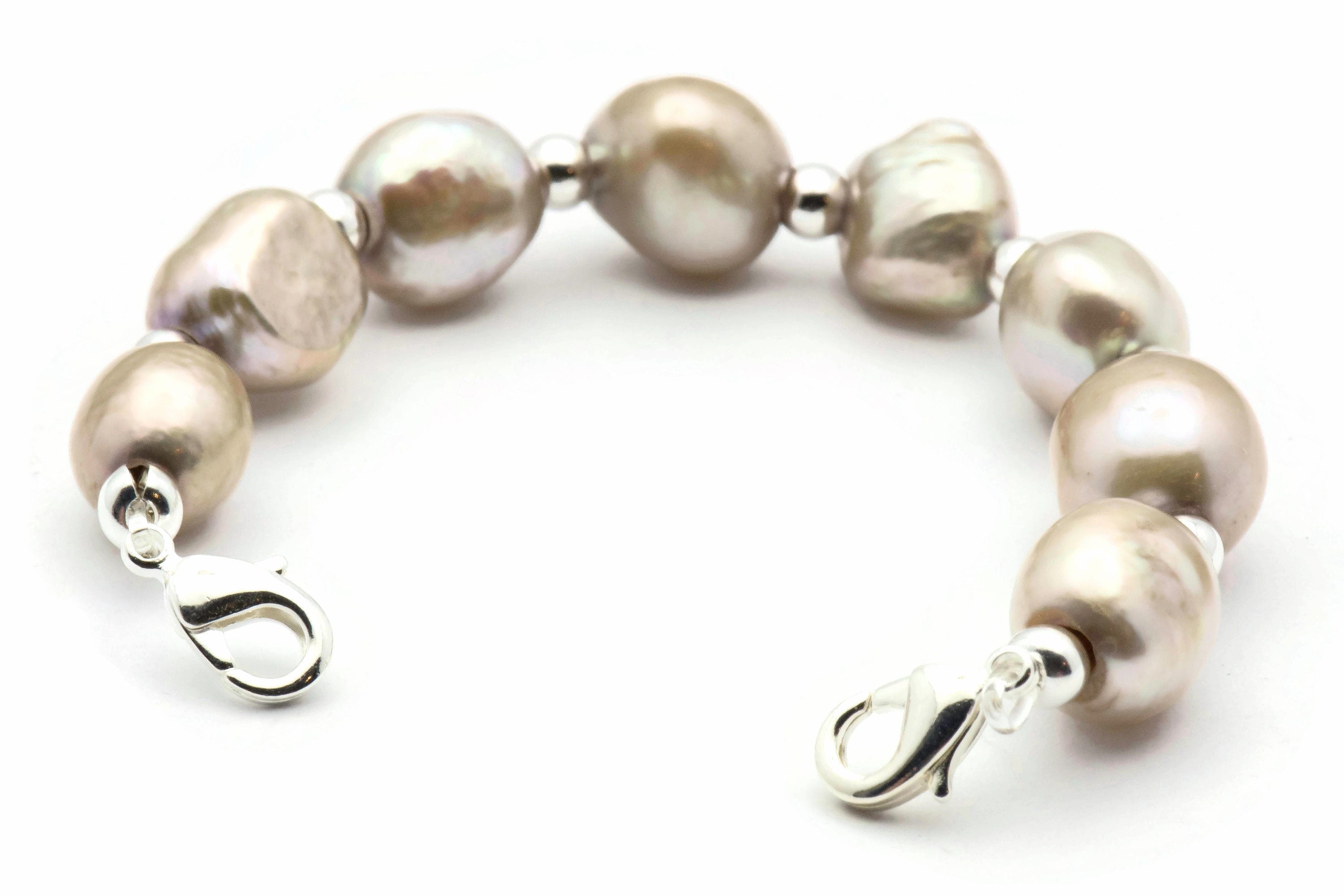Light Gray Freshwater Pearl Watch Band • Medical ID Bracelet • Handmade Watch Band • Stretch Watch Band