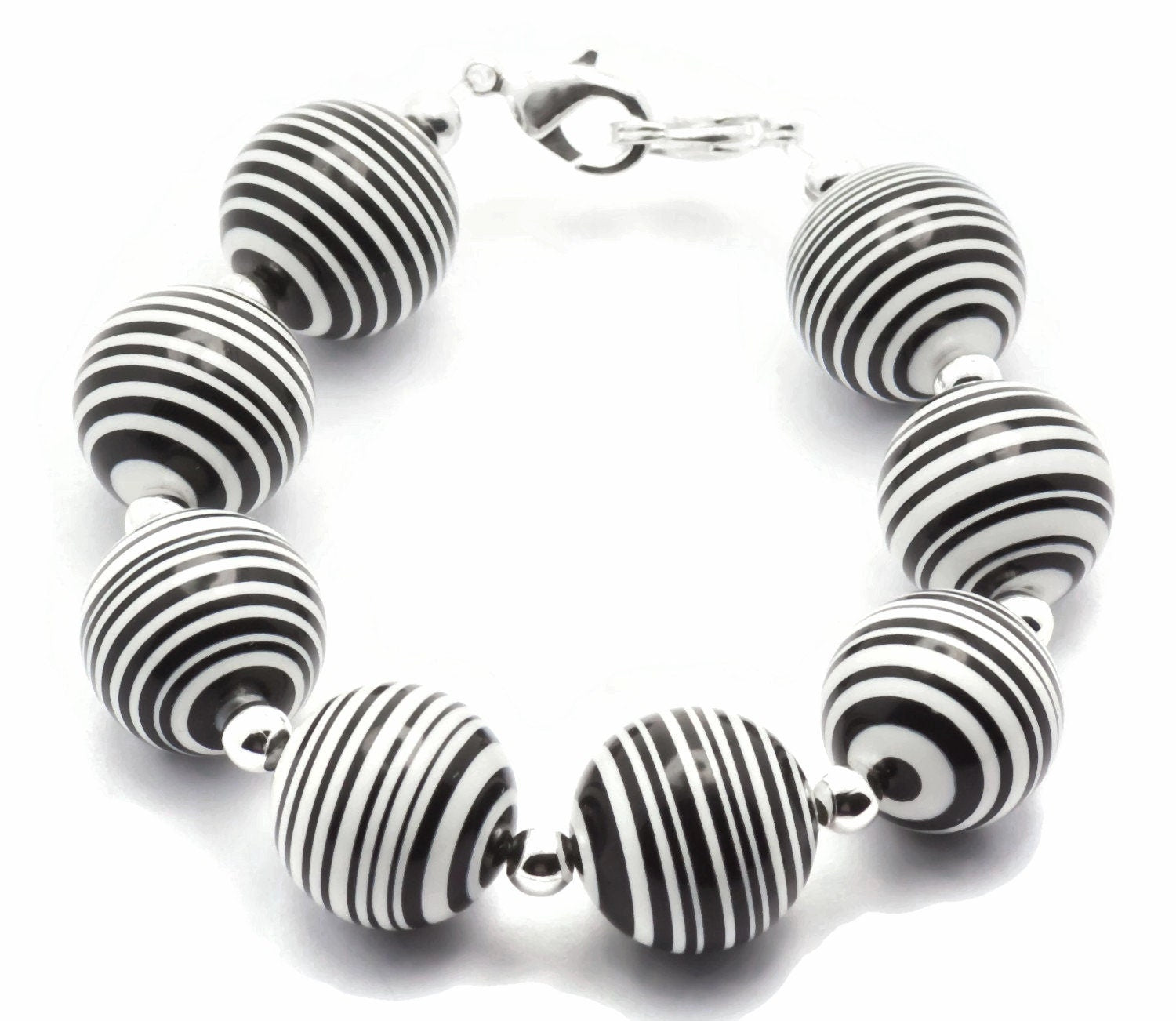 Zebra Stripe Chunky Stretchy Interchangeable Band • Medical ID Bracelet • Bracelet Watch Band • Stretch Watch Band
