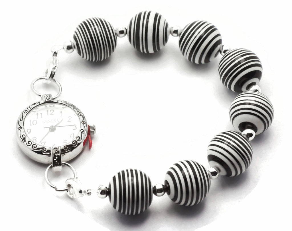 Zebra Stripe Chunky Stretchy Interchangeable Band • Medical ID Bracelet • Bracelet Watch Band • Stretch Watch Band