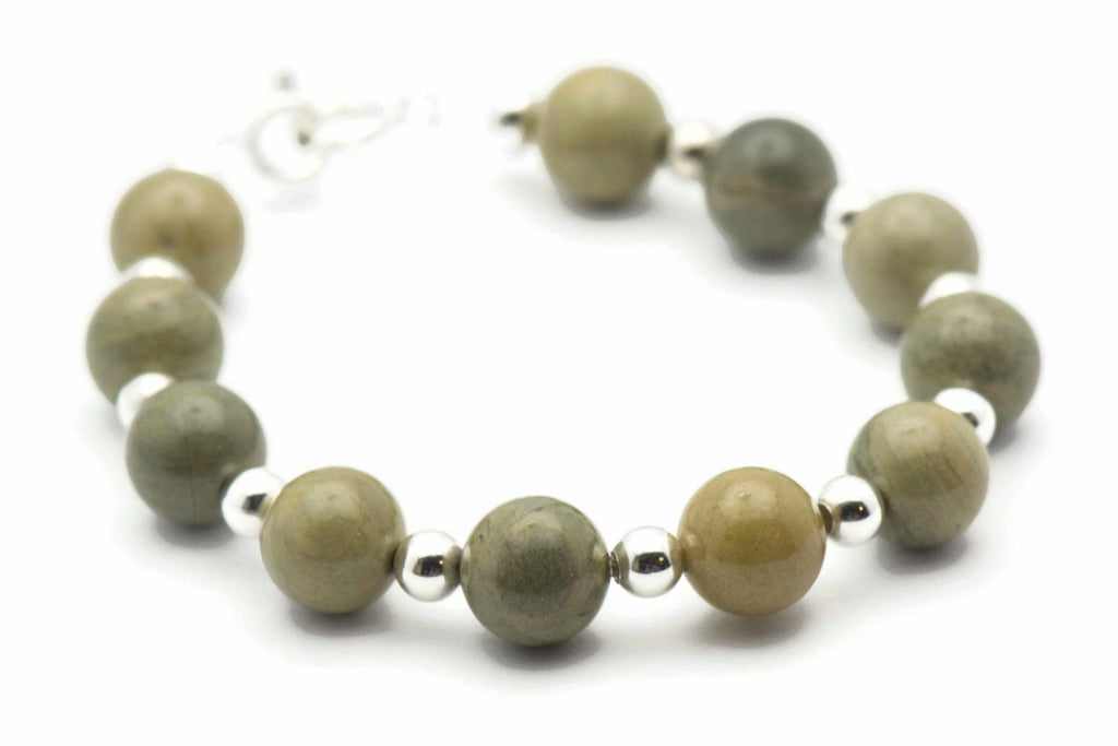 Silver Mist Jasper, Bracelet Watch Band • Interchangeable Band • Gemstone Stretch Watch Band • Medical ID Bracelet