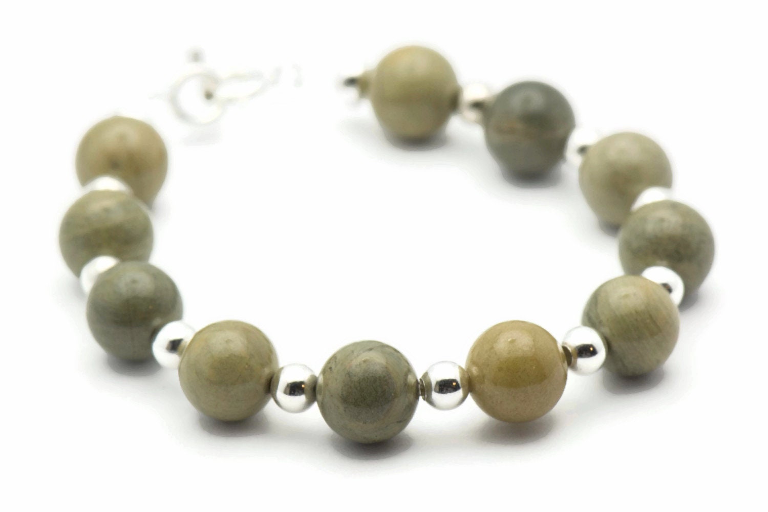 Silver Mist Jasper, Bracelet Watch Band • Interchangeable Band • Gemstone Stretch Watch Band • Medical ID Bracelet