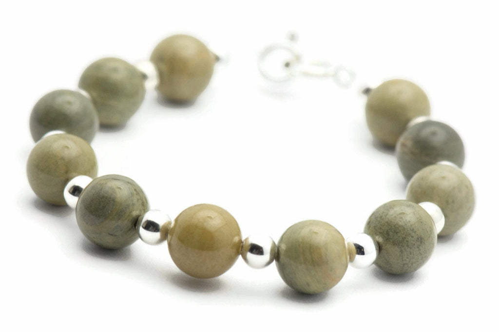 Silver Mist Jasper, Bracelet Watch Band • Interchangeable Band • Gemstone Stretch Watch Band • Medical ID Bracelet