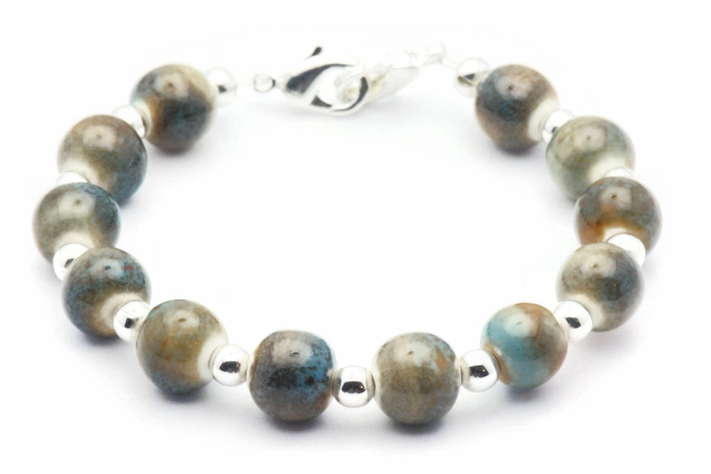 Ceramic Earth Stretch Interchangeable Beaded Bracelet Watch Band • Medical ID Bracelet • Stretch Watch Band
