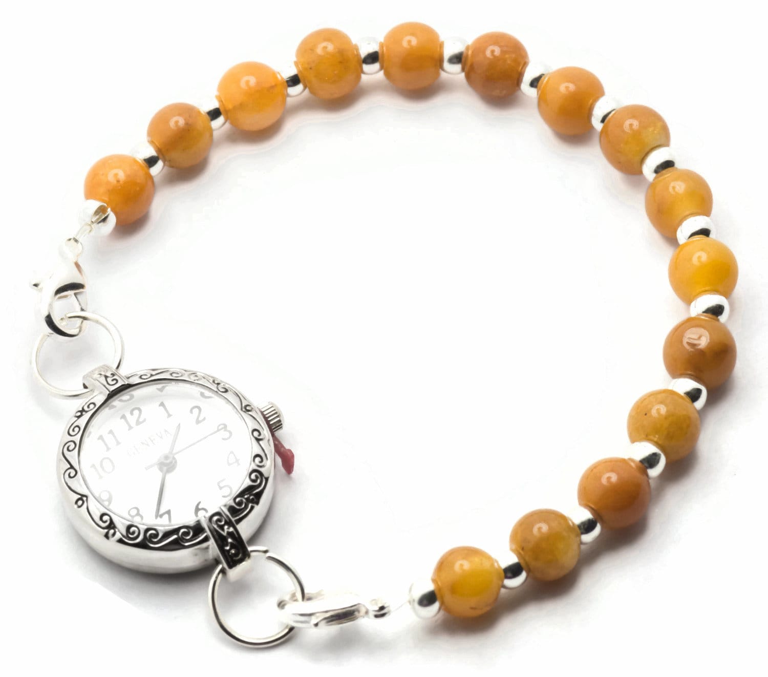 Pumpkin Spice Jade Stretchy Interchangeable Band • Medical ID Bracelet • Bracelet Watch Band