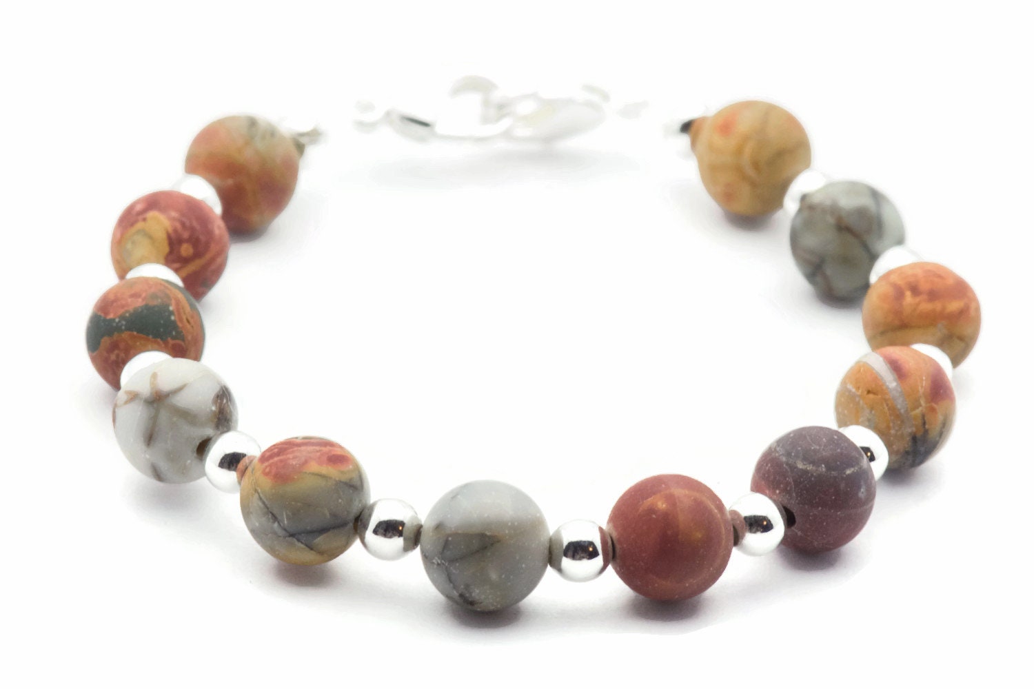 Red Creek Jasper Stretch Interchangeable Beaded Bracelet Watch Band • Medical ID Bracelet • Bracelet Watch Band