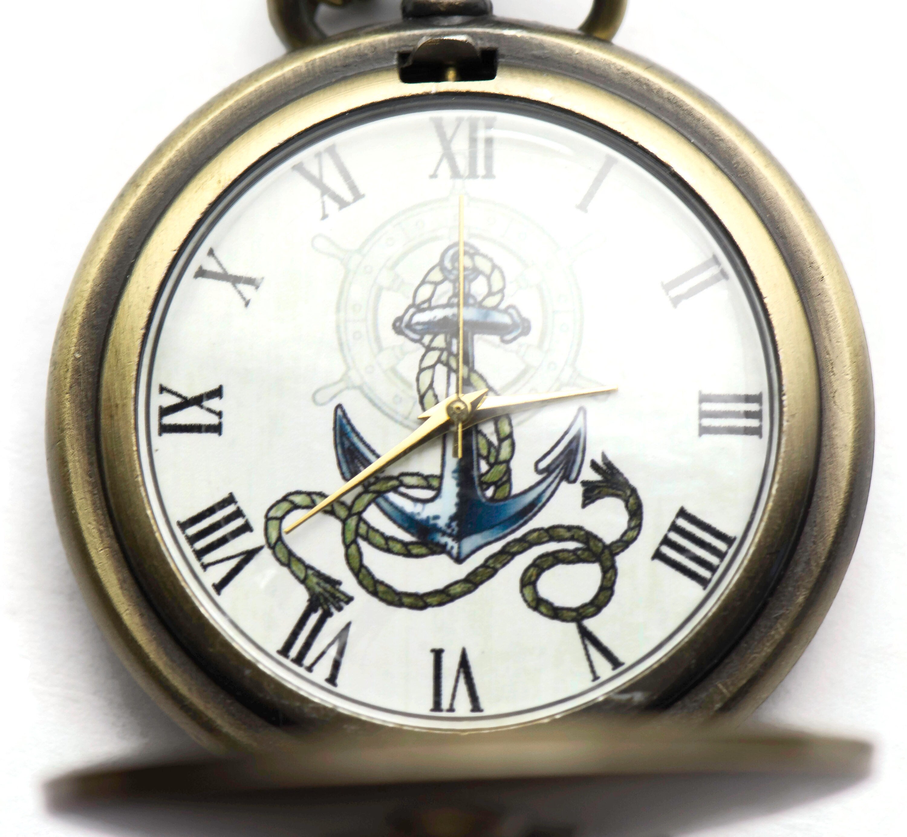 Large Antique Bronze Anchor Pocket Watch Necklace | Long Necklace Watch | Bronze Pocket Watch | Ladies Pocket Watch | Necklace - WA00065