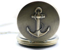 Large Antique Bronze Anchor Pocket Watch Necklace | Long Necklace Watch | Bronze Pocket Watch | Ladies Pocket Watch | Necklace - WA00065