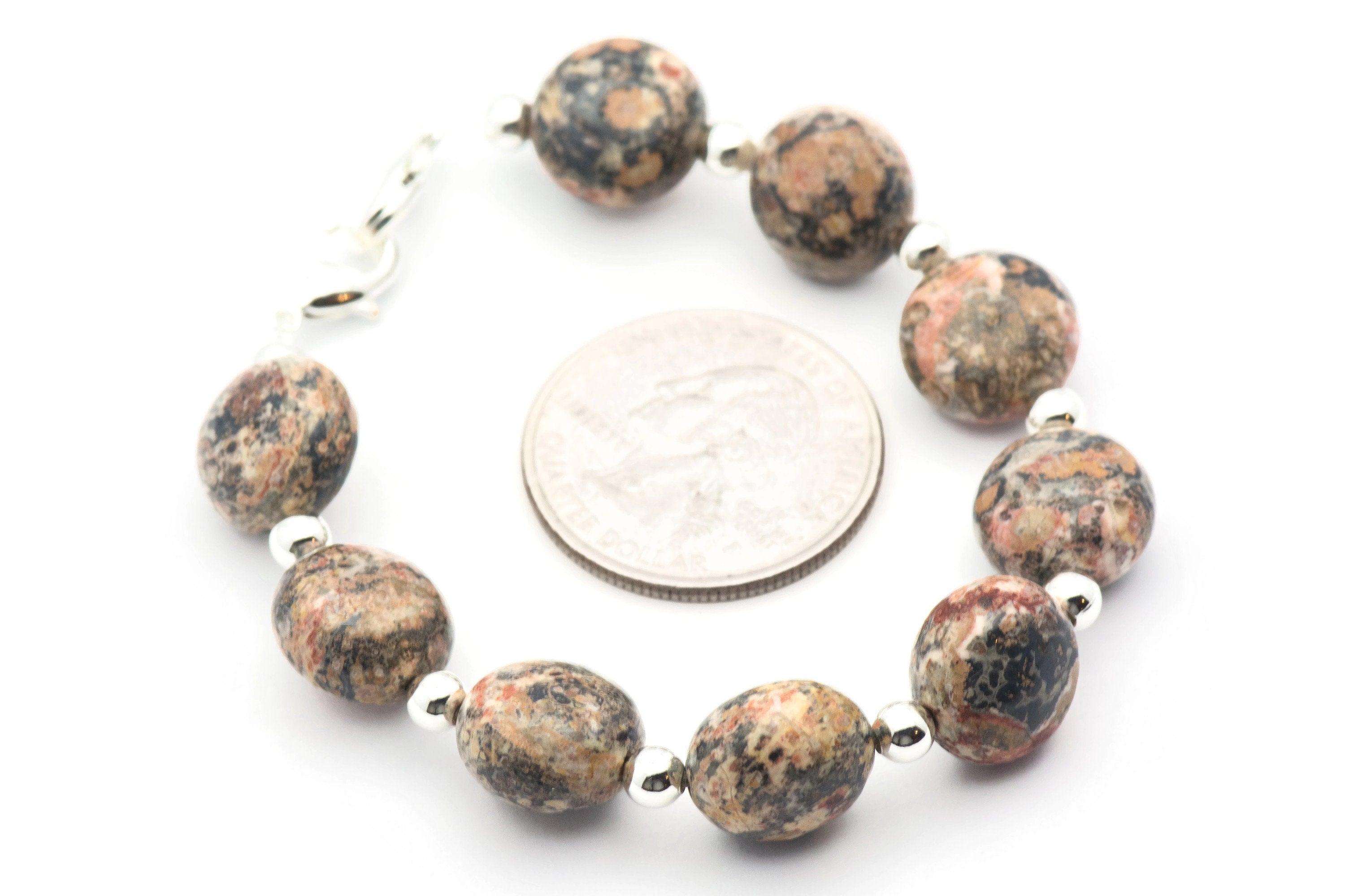Leopard Skin Jasper Watch Band • Medical ID Bracelet • Handmade Watch Band • Gemstone Stretch Watch Band