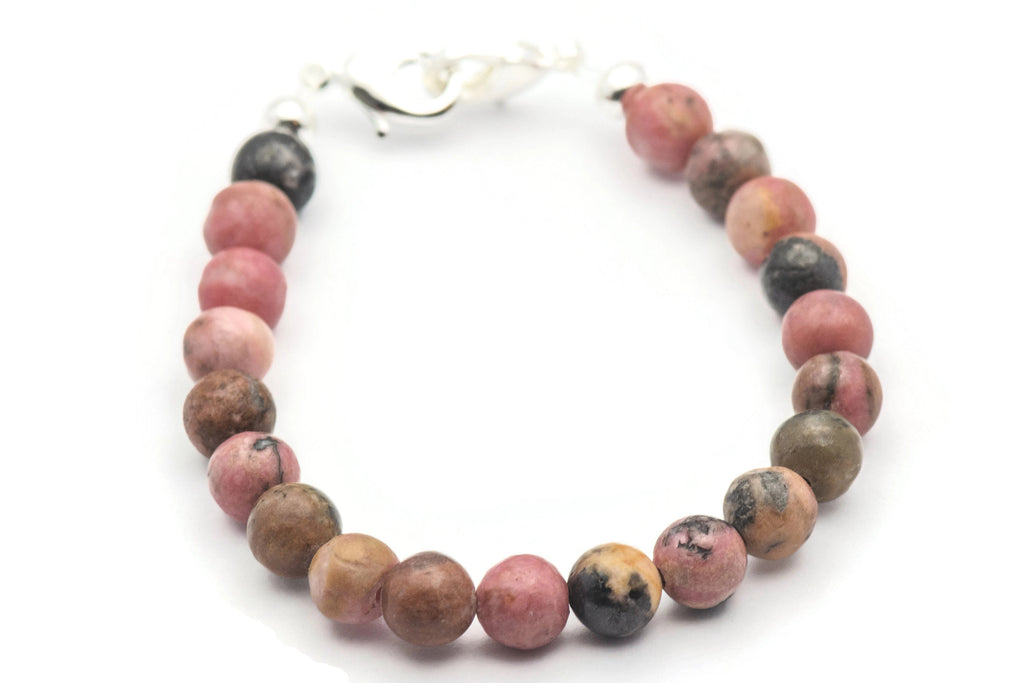 Rhodonite Semi-Precious Stone Watch Band • Gemstone Watch Band • Medical ID Bracelet • Handmade Watch Band • Stretch Watch Band