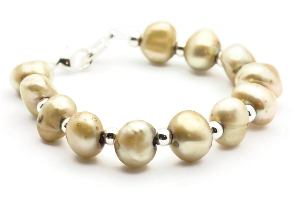 Lemongrass Freshwater Pearl Watch Band • Medical ID Bracelet • Handmade Watch Band • Stretch Watch Band