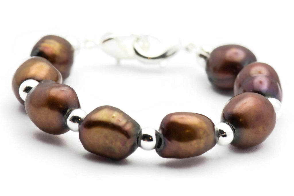Brown Freshwater Pearl Watch Band • Medical ID Bracelet • Handmade Watch Band • Stretch Watch Band • Wrist Watch Band