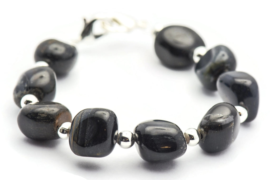 Blue Tigers Eye Watch Band, Medical ID Bracelet • Handmade Watch Band • Stretch Watch Band