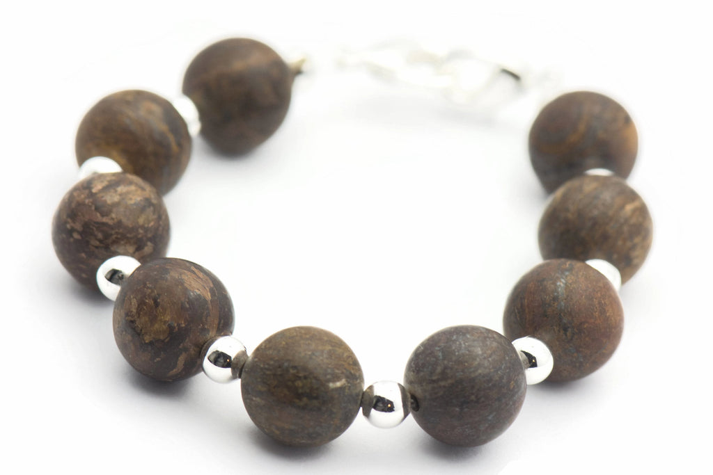 Matte Bronzite Watch Band • Medical ID Bracelet • Handmade Watch Band • Brown Gemstone Stretch Watch Band