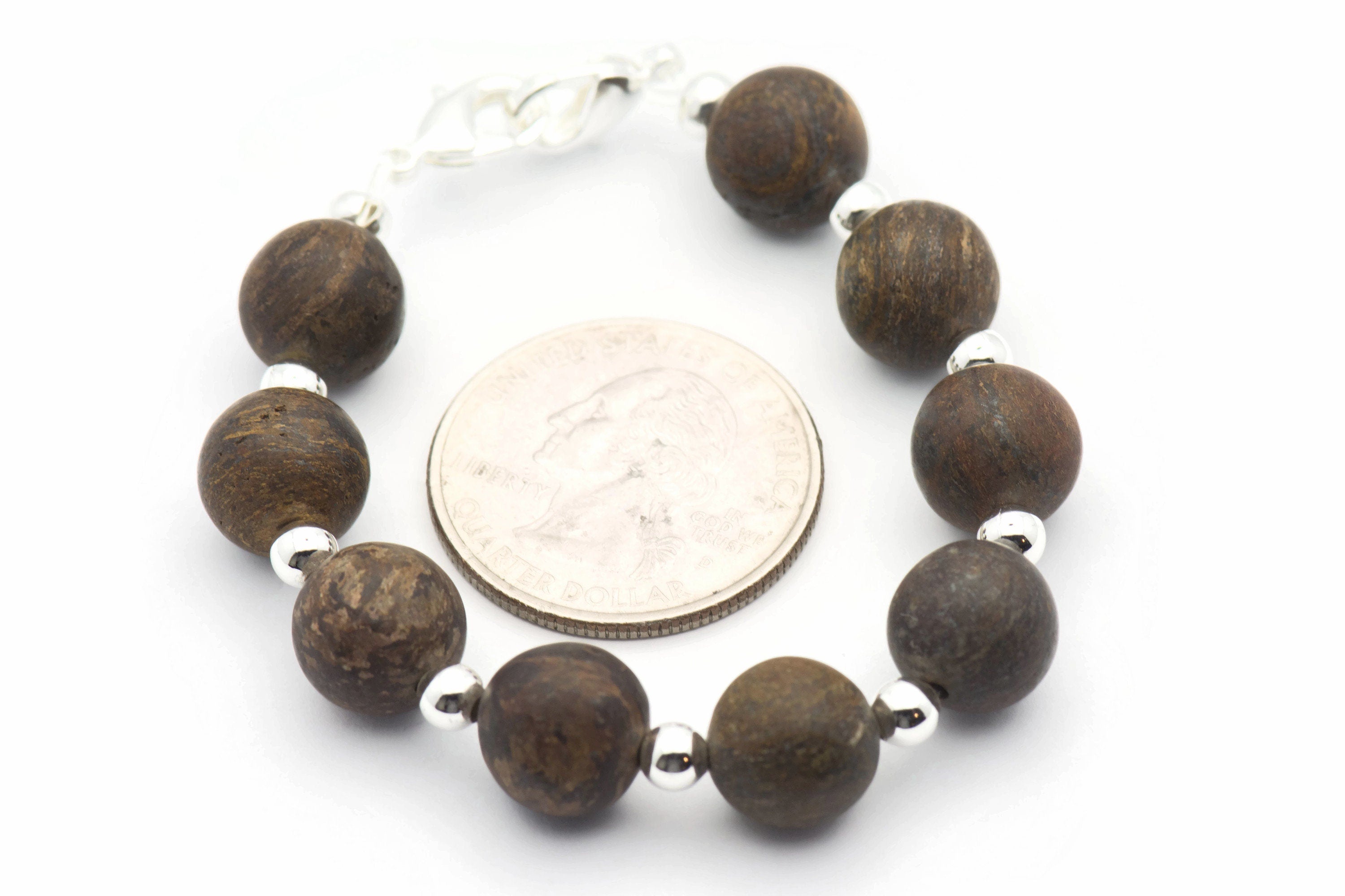 Matte Bronzite Watch Band • Medical ID Bracelet • Handmade Watch Band • Brown Gemstone Stretch Watch Band