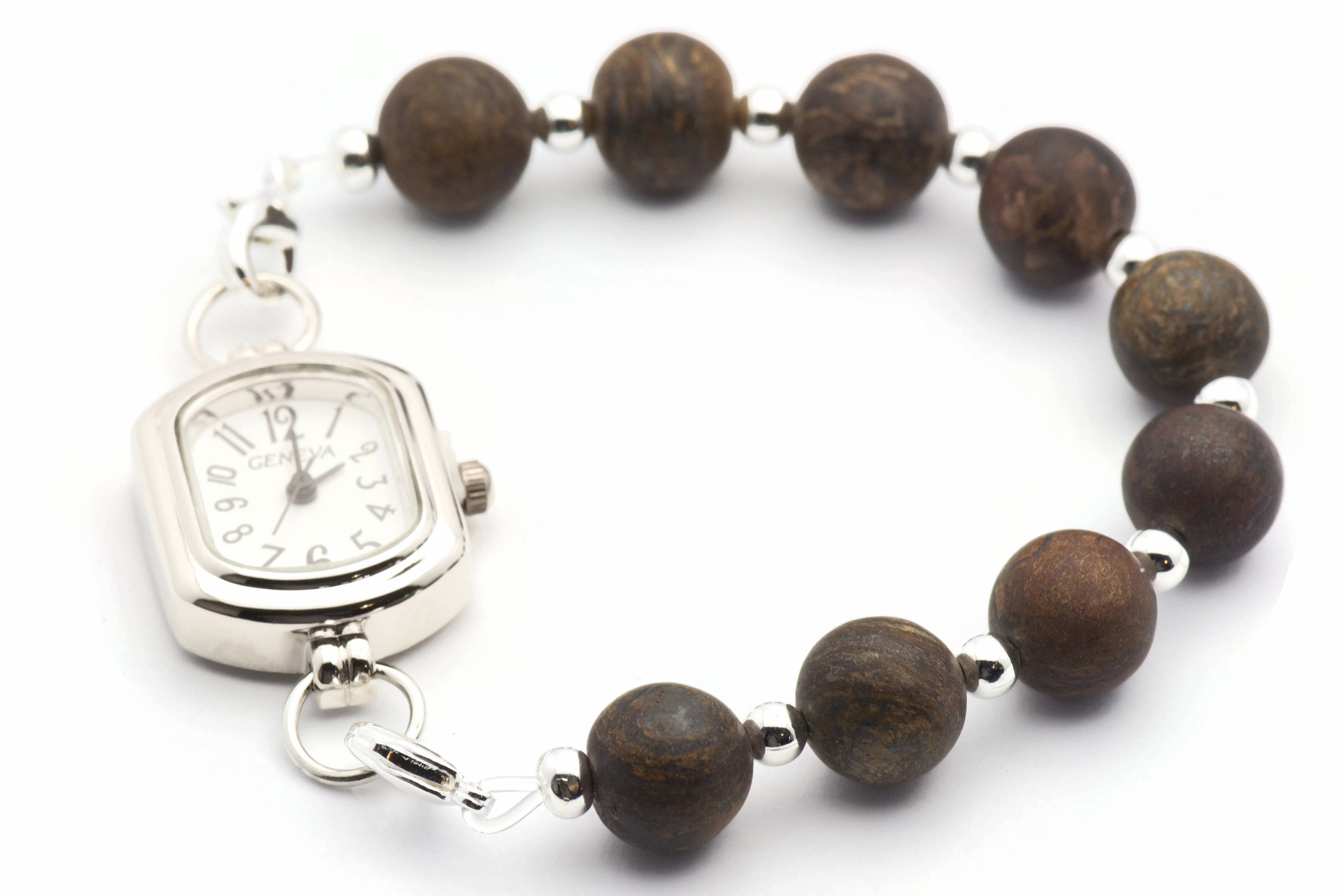 Matte Bronzite Watch Band • Medical ID Bracelet • Handmade Watch Band • Brown Gemstone Stretch Watch Band