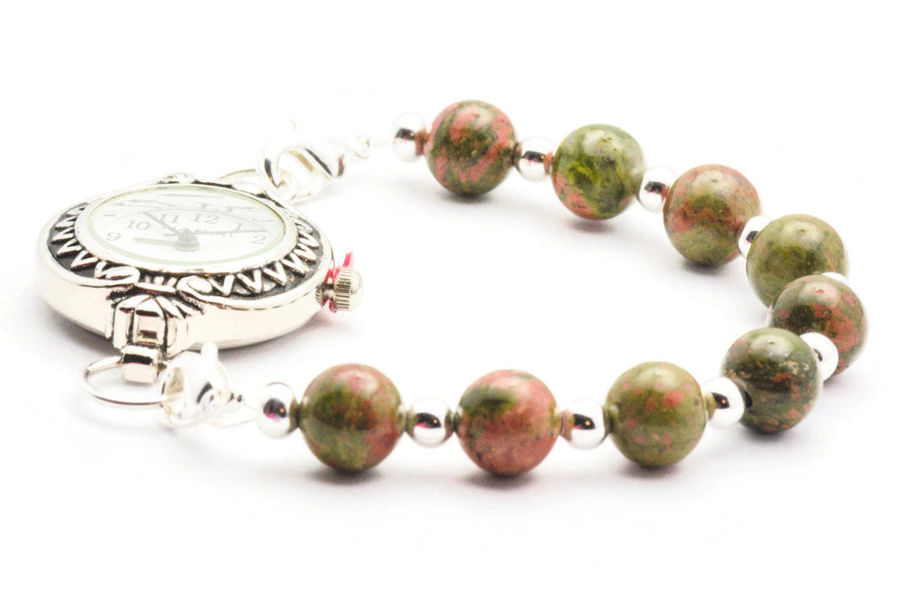 Unakite Stretch Interchangeable Beaded Bracelet Watch Band • Medical ID Bracelet • Bracelet Watch Band