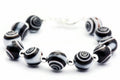 Black Eye Dot Stretch Interchangeable Beaded Bracelet Watch Band • Medical ID Bracelet • Glass Beaded Bracelet Watch Band