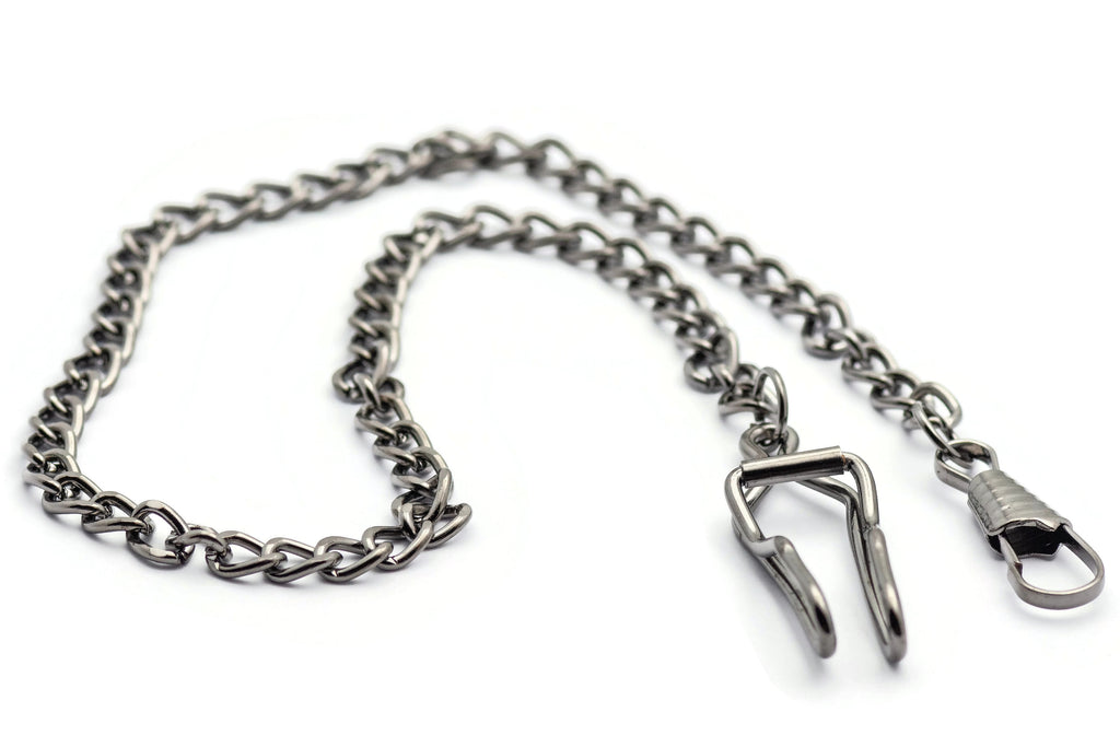 Gunmetal Pocket Watch Chain, Pocket Watch Accessories, Pocket Chain