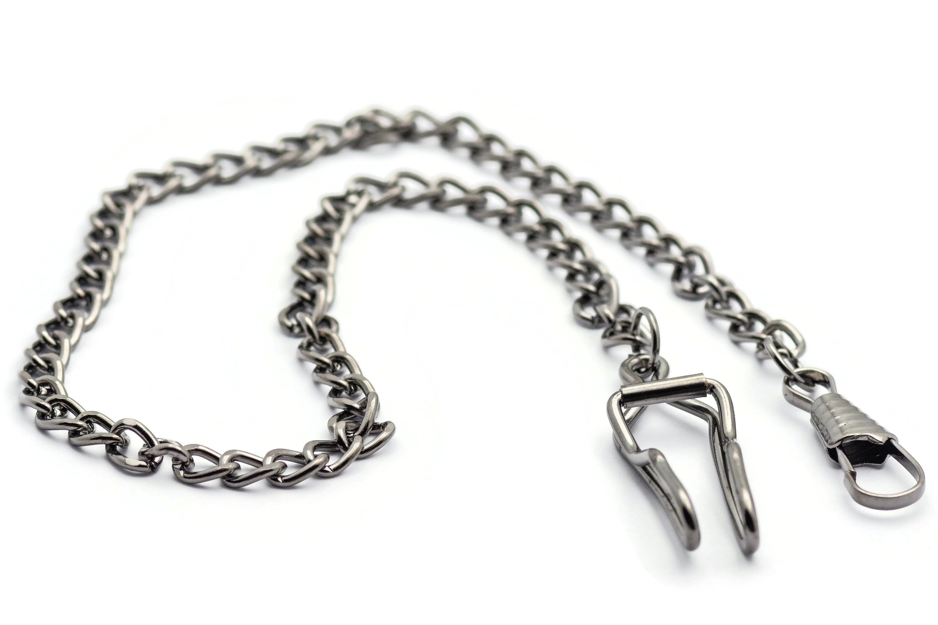 Gunmetal Pocket Watch Chain, Pocket Watch Accessories, Pocket Chain
