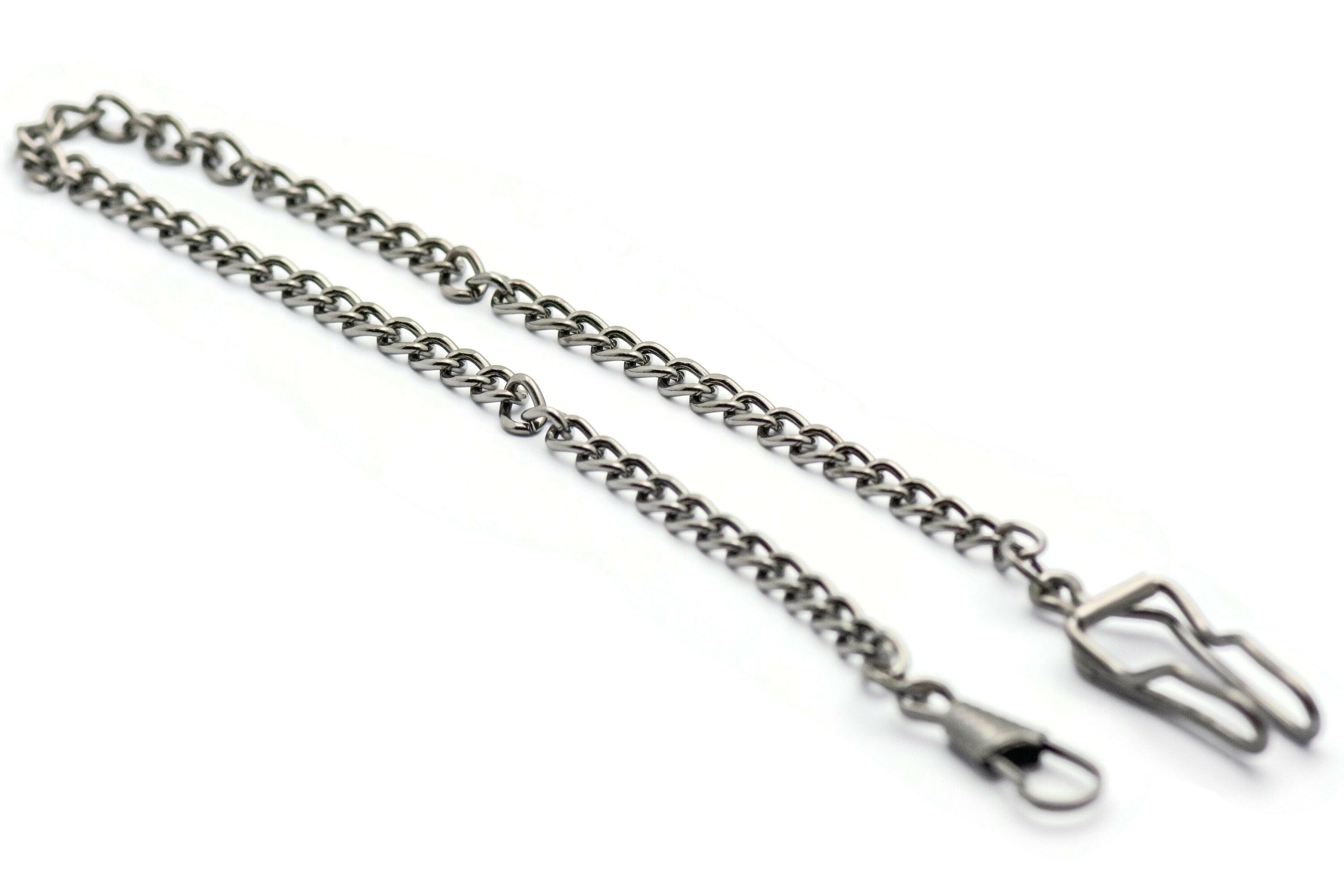 Gunmetal Pocket Watch Chain, Pocket Watch Accessories, Pocket Chain