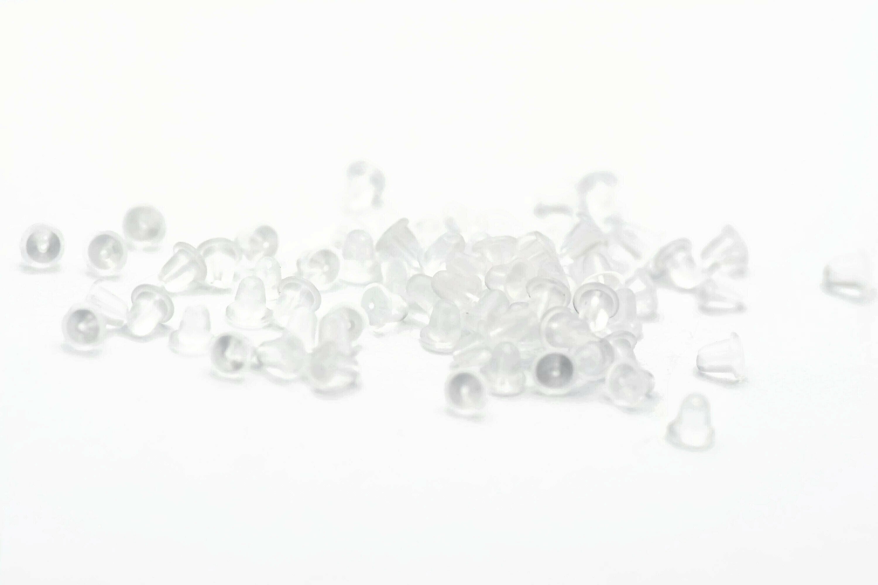 Clear Soft Rubber Earring Backs, Hypoallergenic, Ear Nuts, Earring Stoppers, Earring Finding, 4x4mm, 1mm hole, 60 pieces