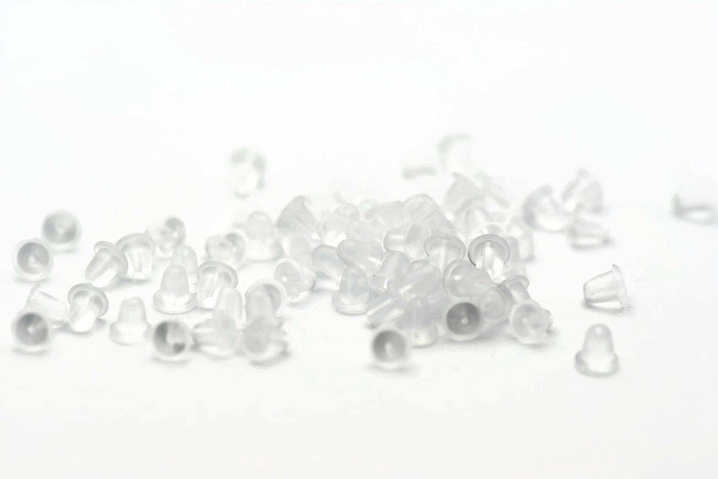 Clear Soft Rubber Earring Backs, Hypoallergenic, Ear Nuts, Earring Stoppers, Earring Finding, 4x4mm, 1mm hole, 60 pieces