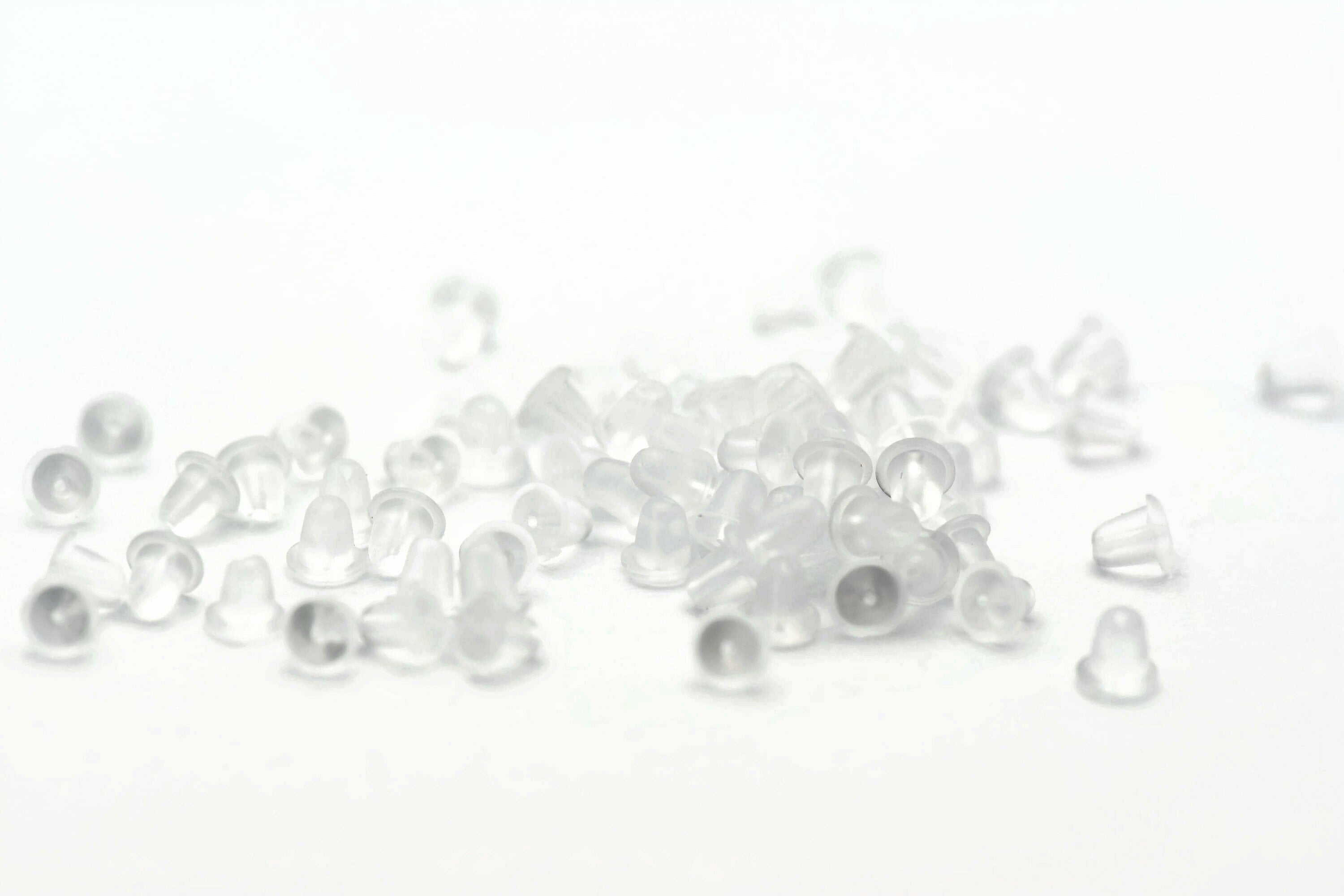 Clear Soft Rubber Earring Backs, Hypoallergenic, Ear Nuts, Earring Stoppers, Earring Finding, 4x4mm, 1mm hole, 60 pieces