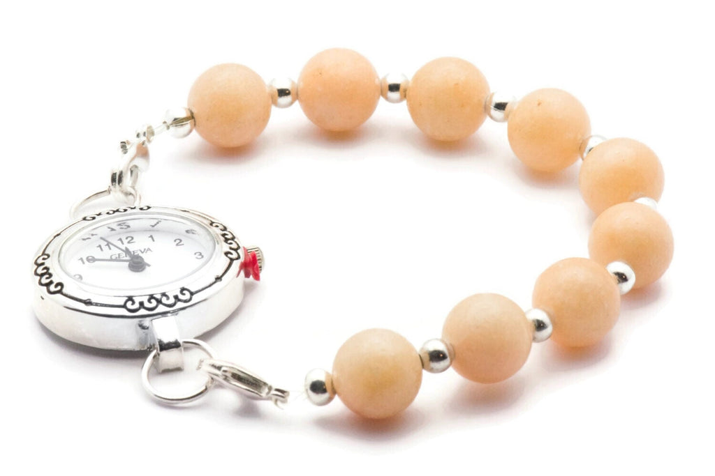 Aragonite Stretch Interchangeable Beaded Bracelet Watch Band • Medical ID Bracelet • Bracelet Watch Band
