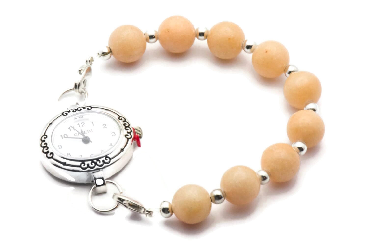 Aragonite Stretch Interchangeable Beaded Bracelet Watch Band • Medical ID Bracelet • Bracelet Watch Band