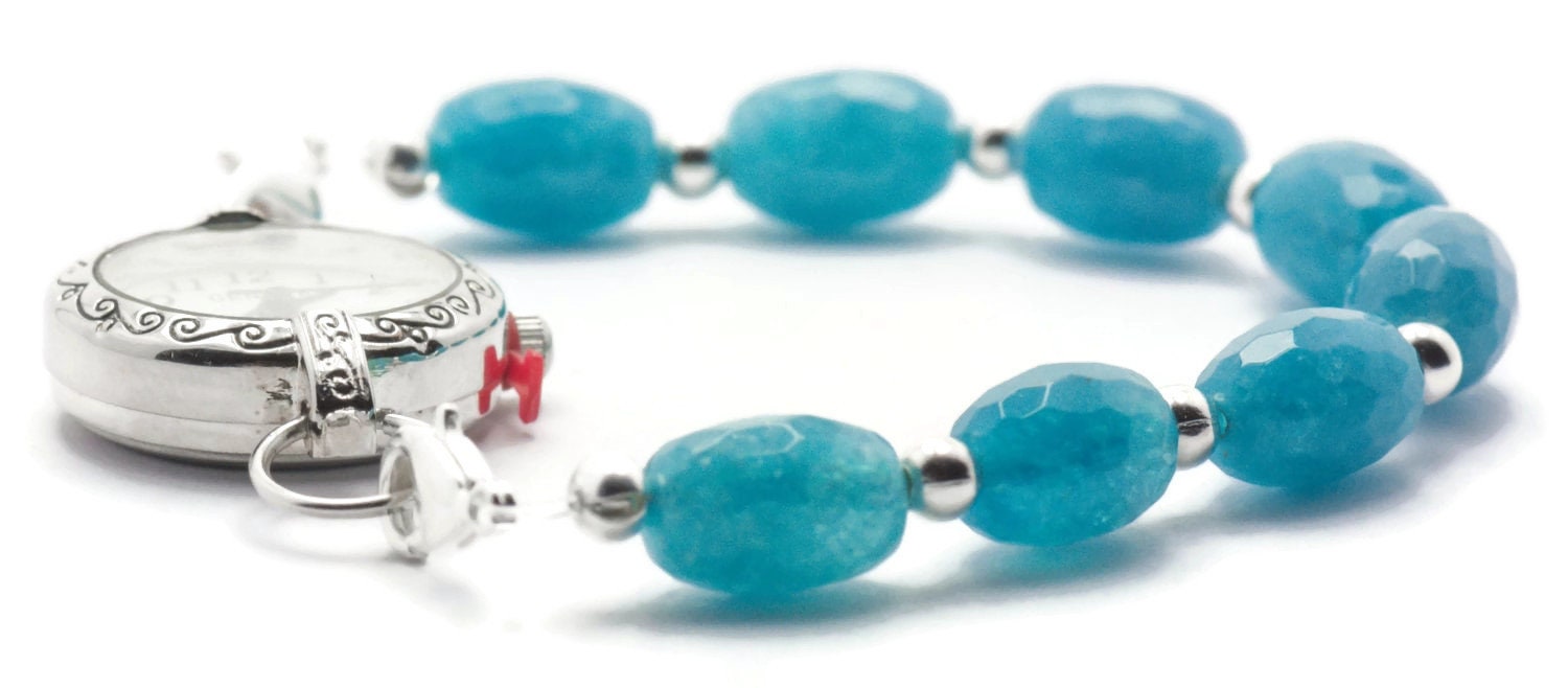 Angelite Blue Stretchy Interchangeable Watch Band • Medical ID Bracelet • Bracelet Watch Band • Gemstone Stretch Watch Band