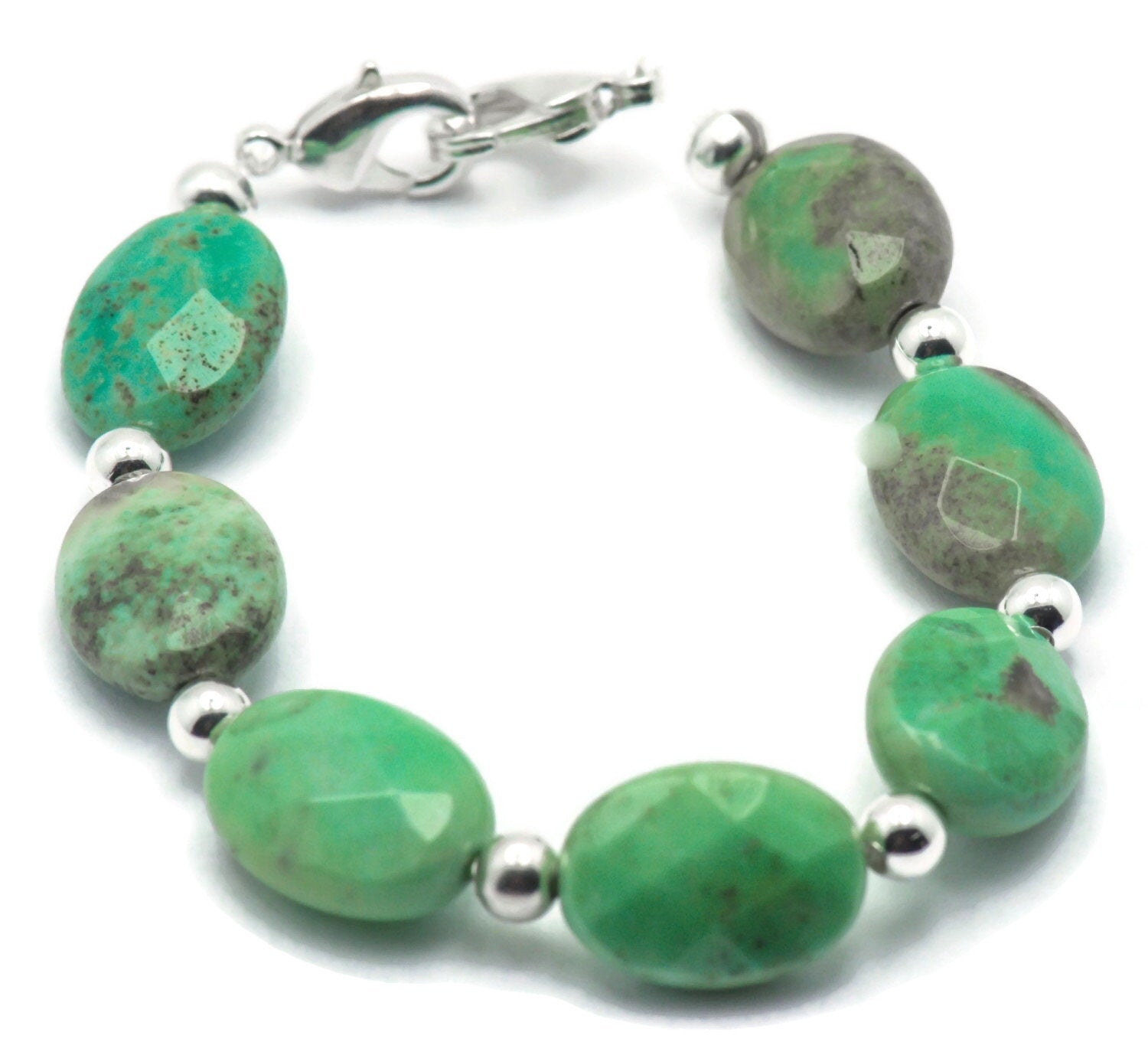 Faceted Green Opal Stretchy Interchangeable Watch Band • Medical ID Bracelet • Bracelet Watch Band • Stretch Watch Band