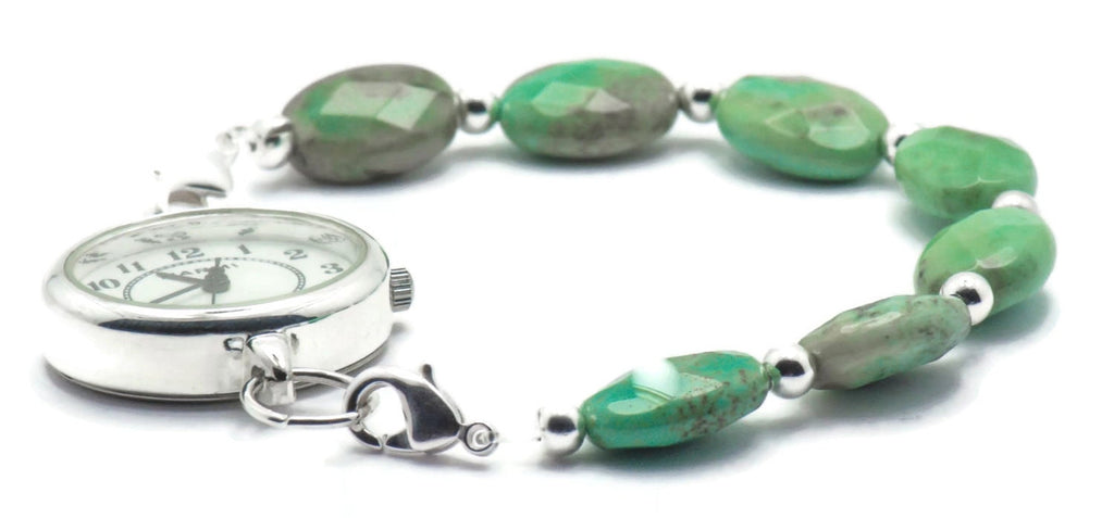 Faceted Green Opal Stretchy Interchangeable Watch Band • Medical ID Bracelet • Bracelet Watch Band • Stretch Watch Band